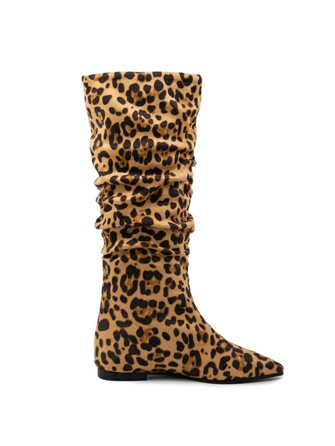 Brown Leopard Print Slouchy Long Boots for Women