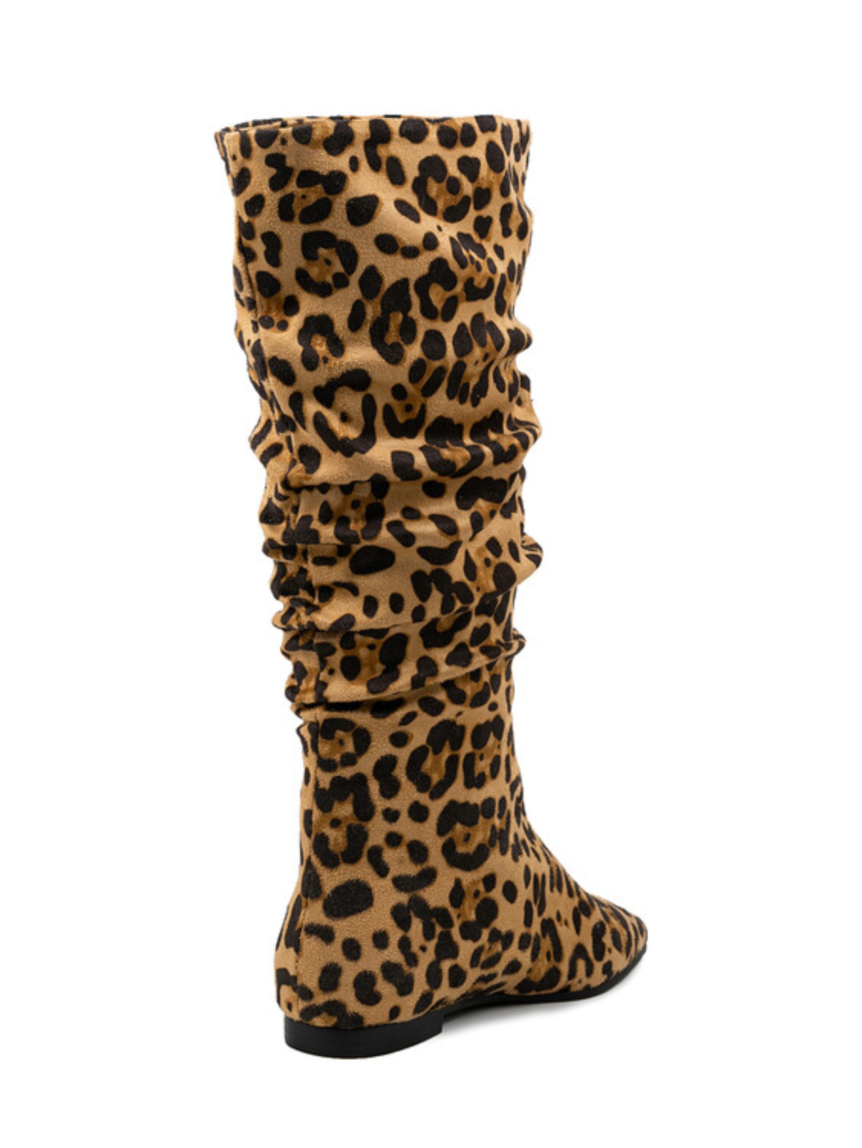 Brown Leopard Print Slouchy Long Boots for Women