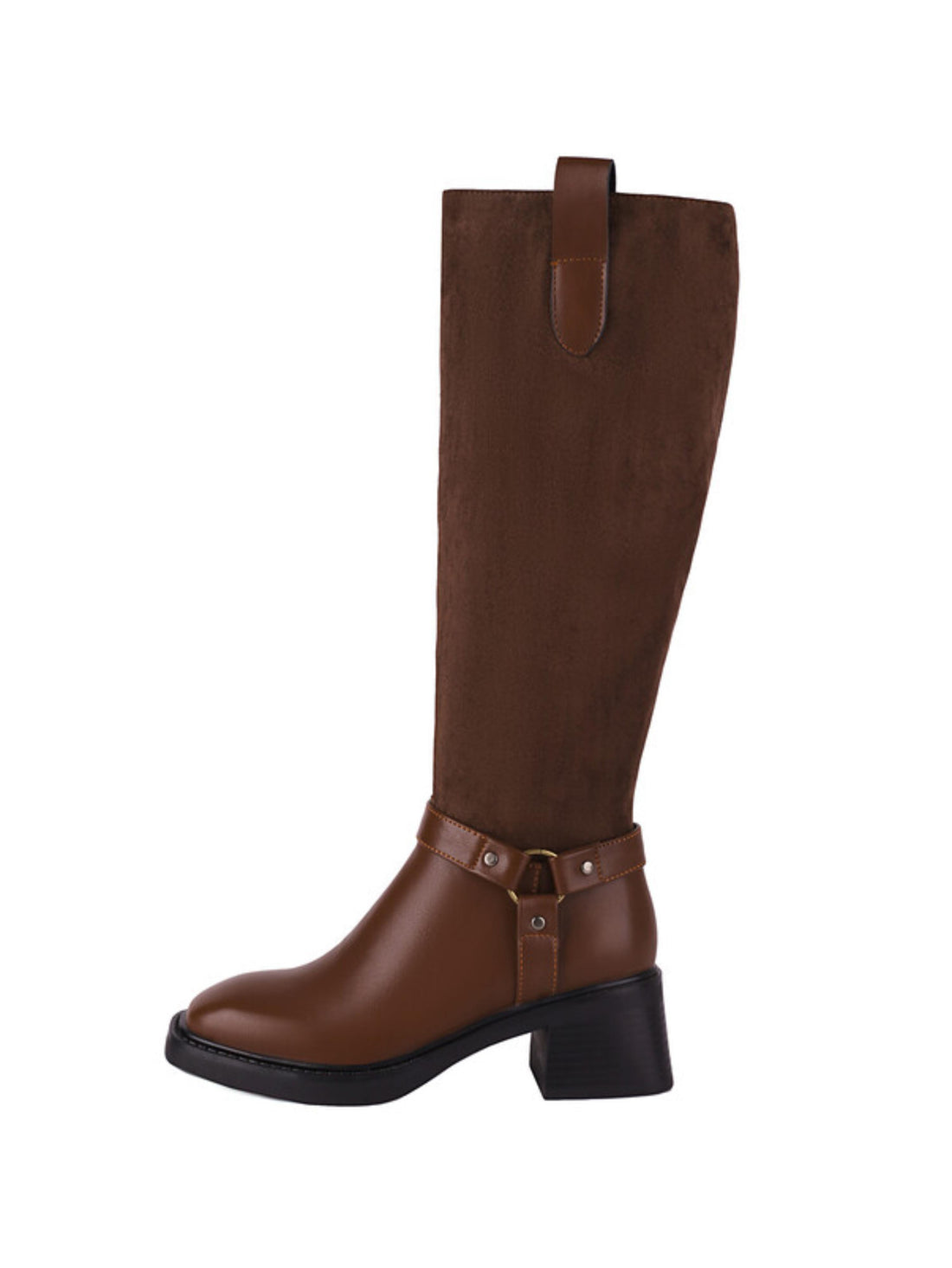 Classic Brown Platform Heel Knee-High Riding Boots