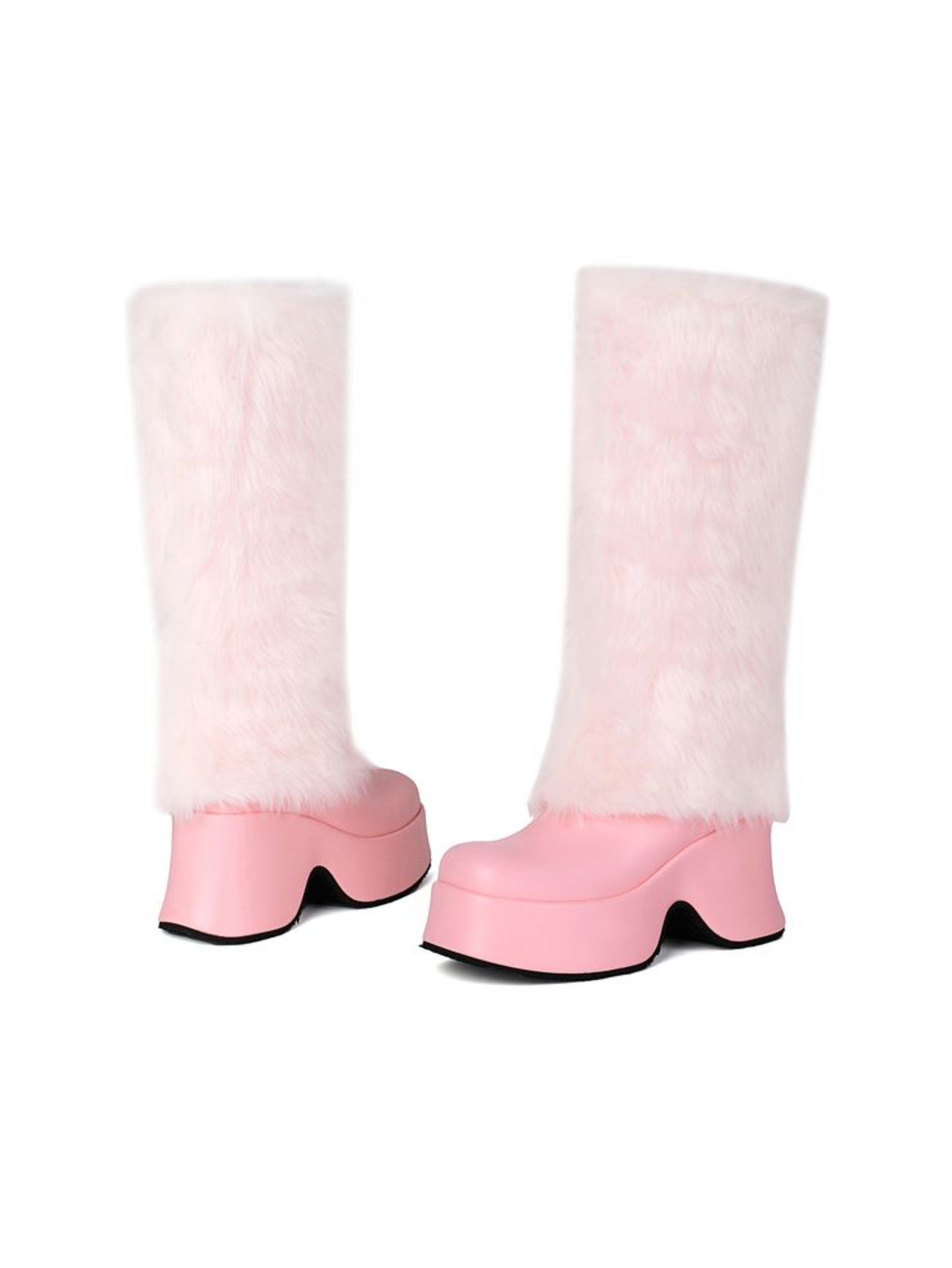 Pink Slip-On Platform Women's Tall Boots