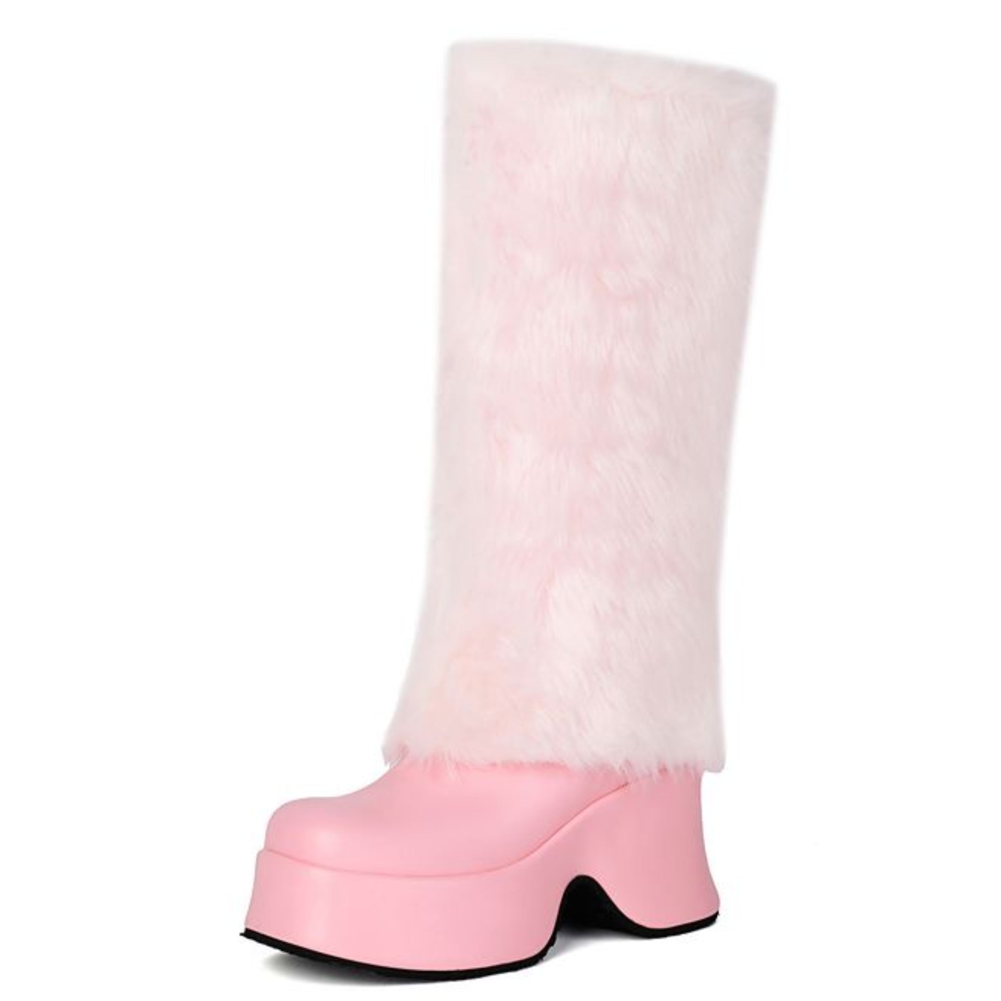 Pink Slip-On Platform Women's Tall Boots