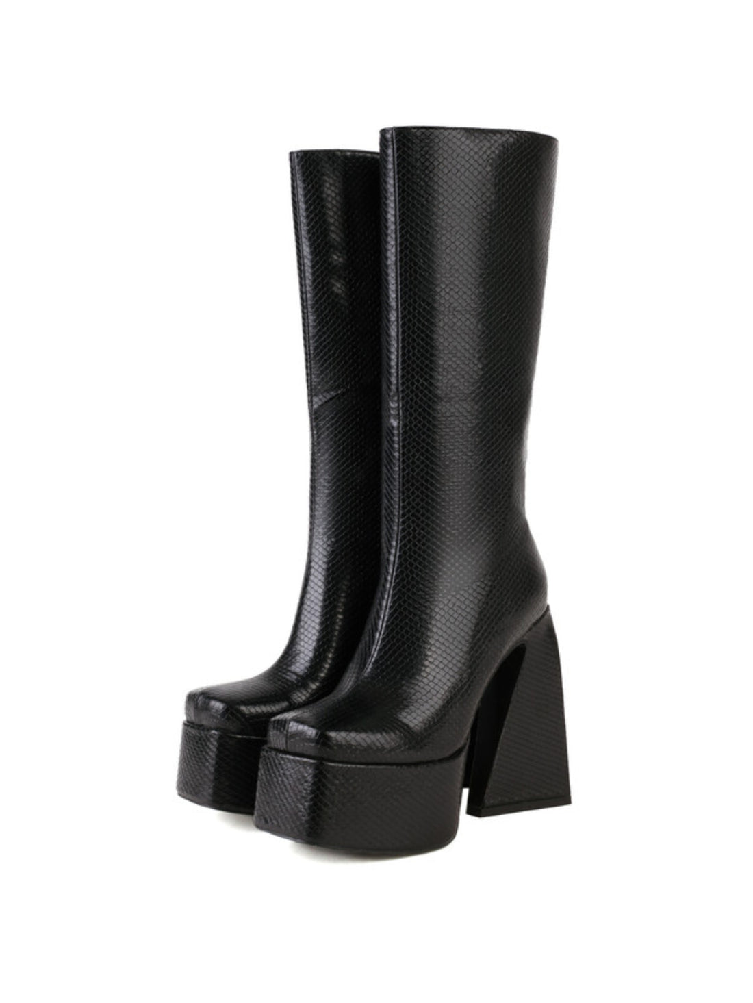 Black Square Toe Tall Boots Women