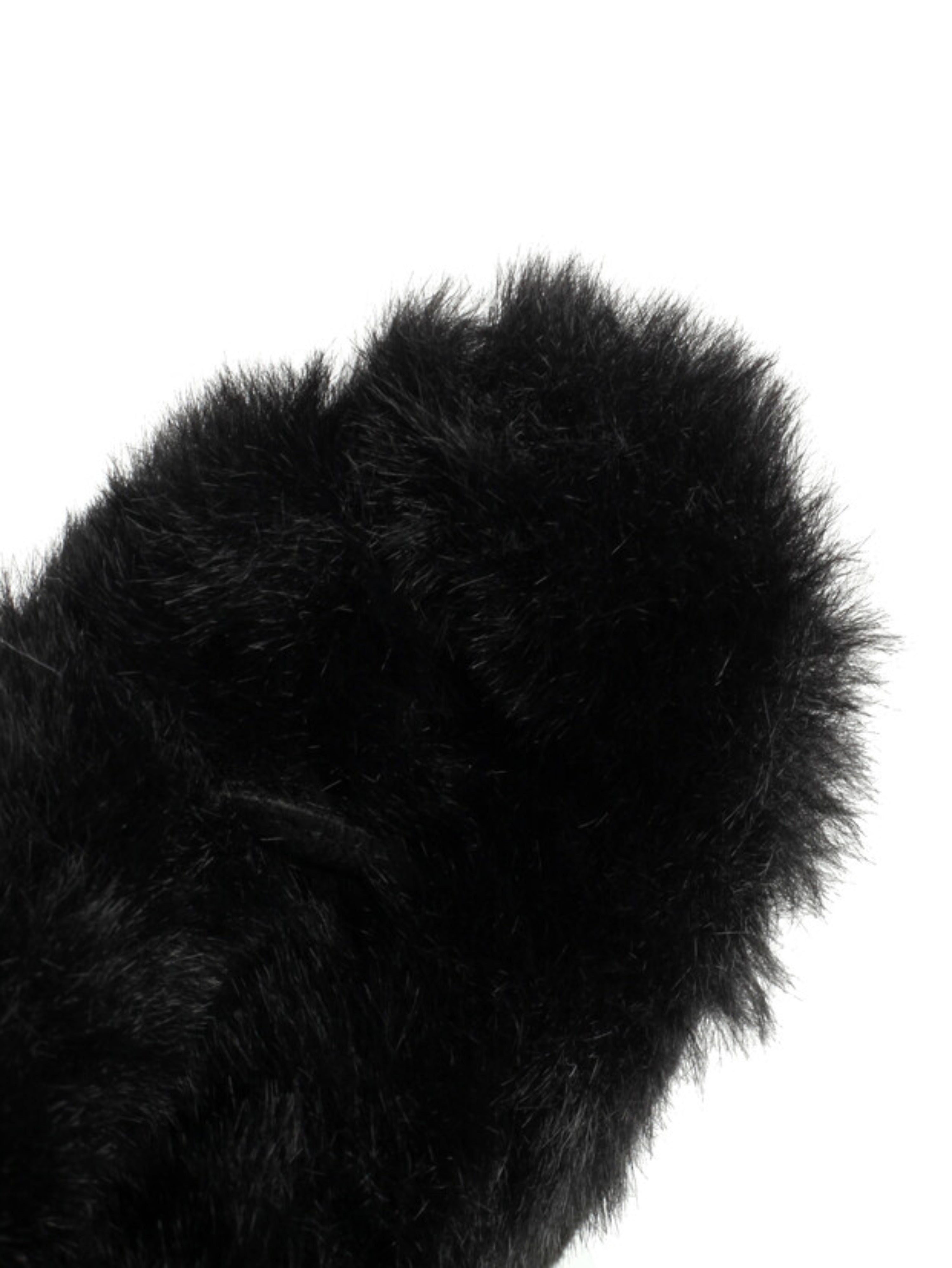 Black Faux Fur Ladie's Mid-Calf Pom Pom Boots with Heels