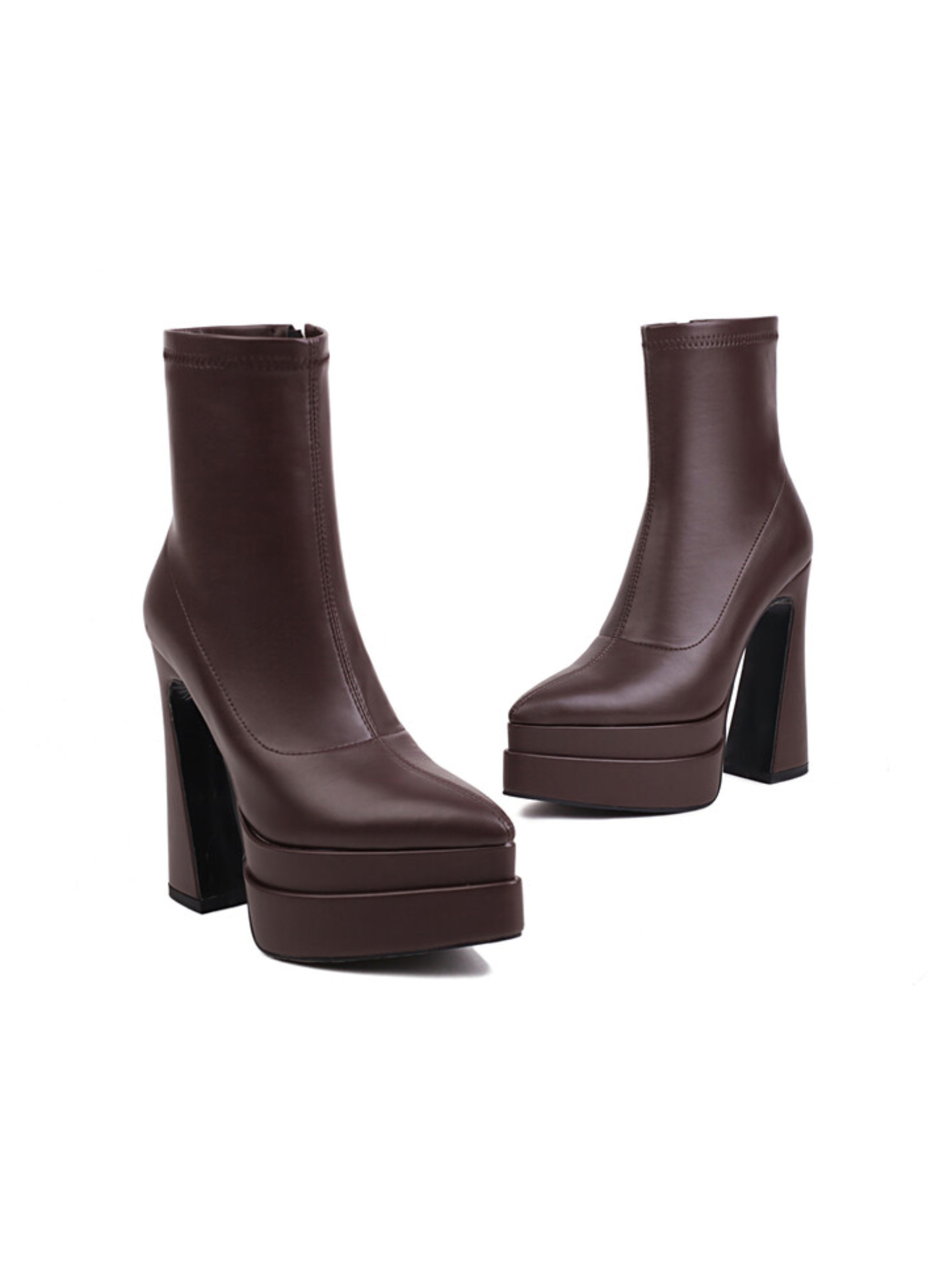 Chocolate Brown Platform Heel Women's Ankle Boots