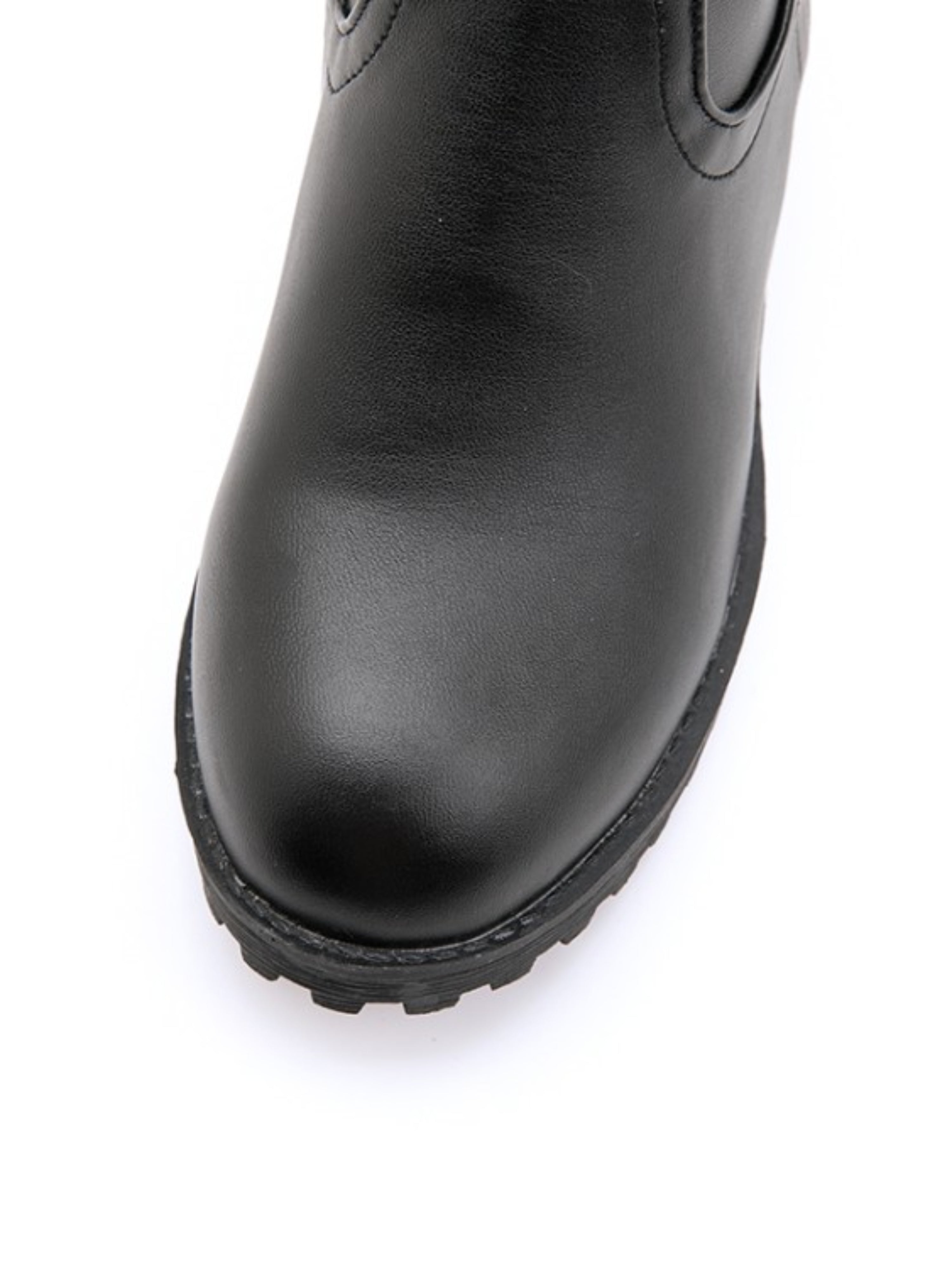 Fashion Black Low Heel Bukled Knee-High Boots for Women