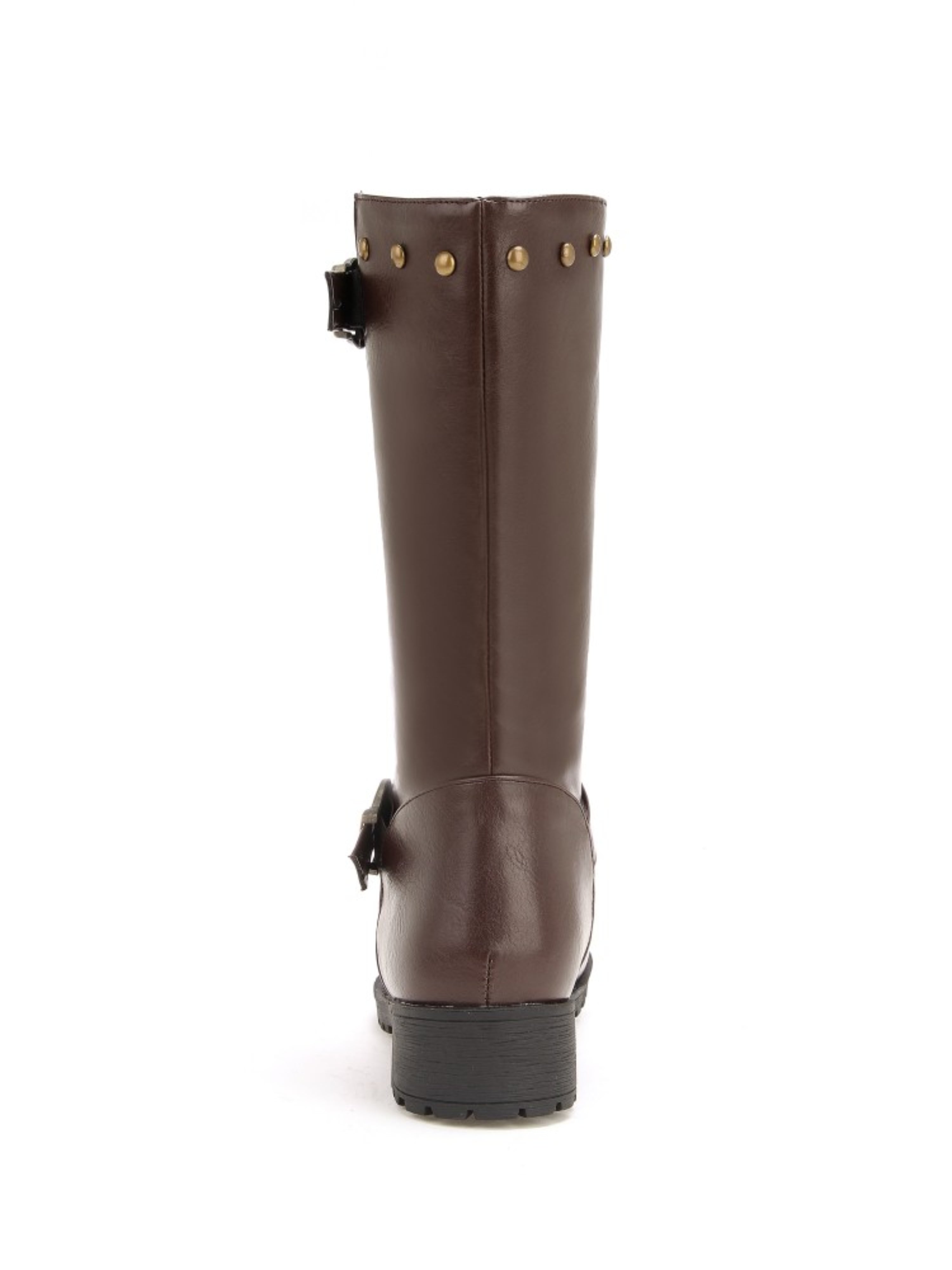 Brown Round Toe Mid-Calf Boots for Women