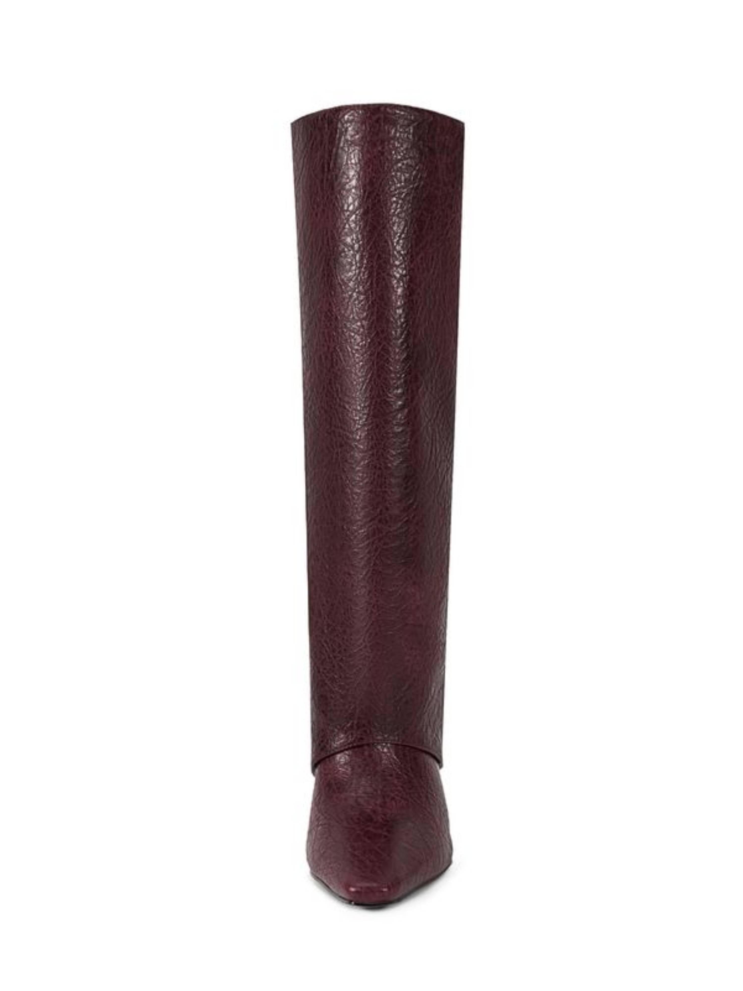 Purple High-Heel Fold Over Long Boots for Women