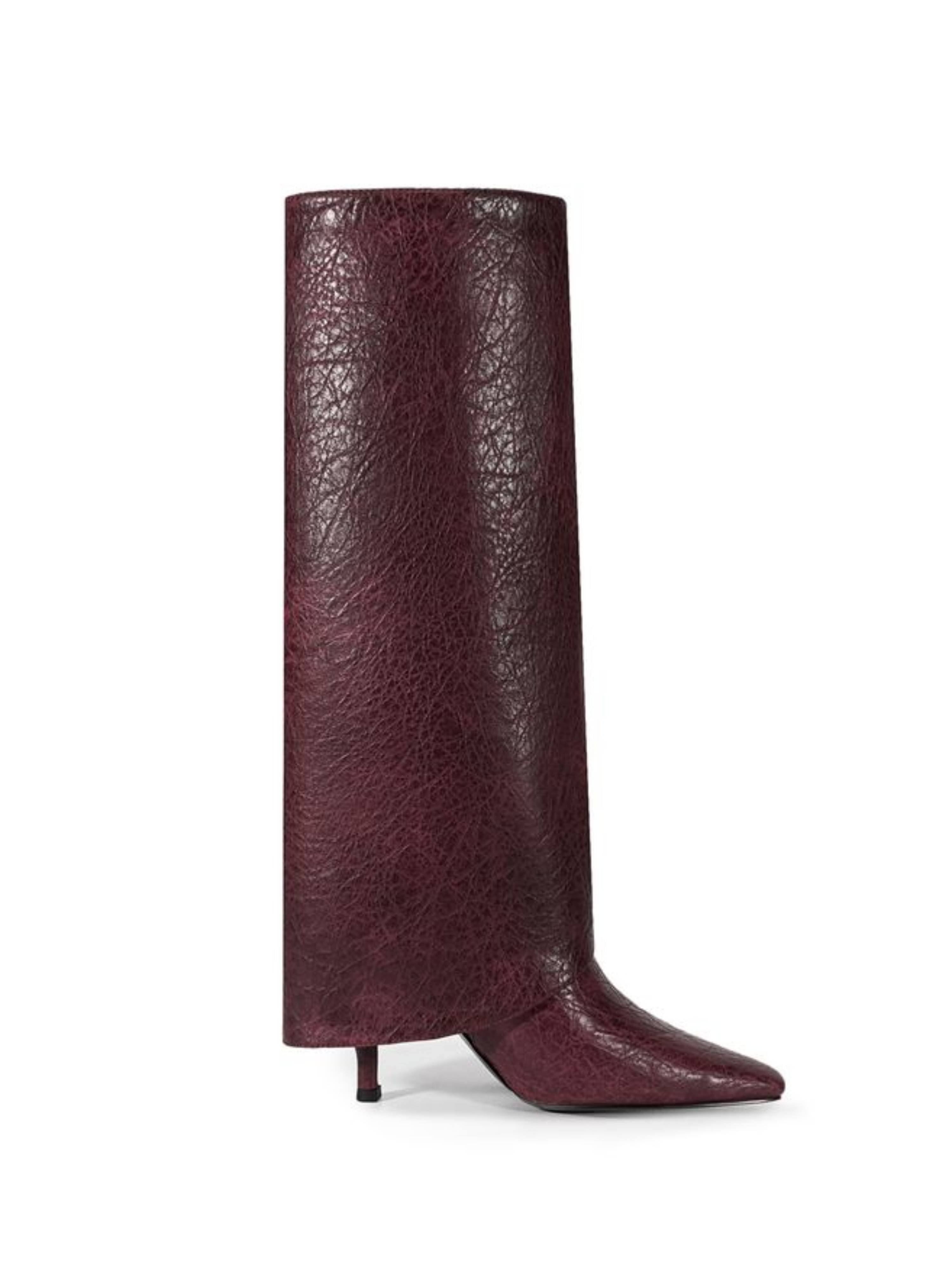Purple High-Heel Fold Over Long Boots for Women