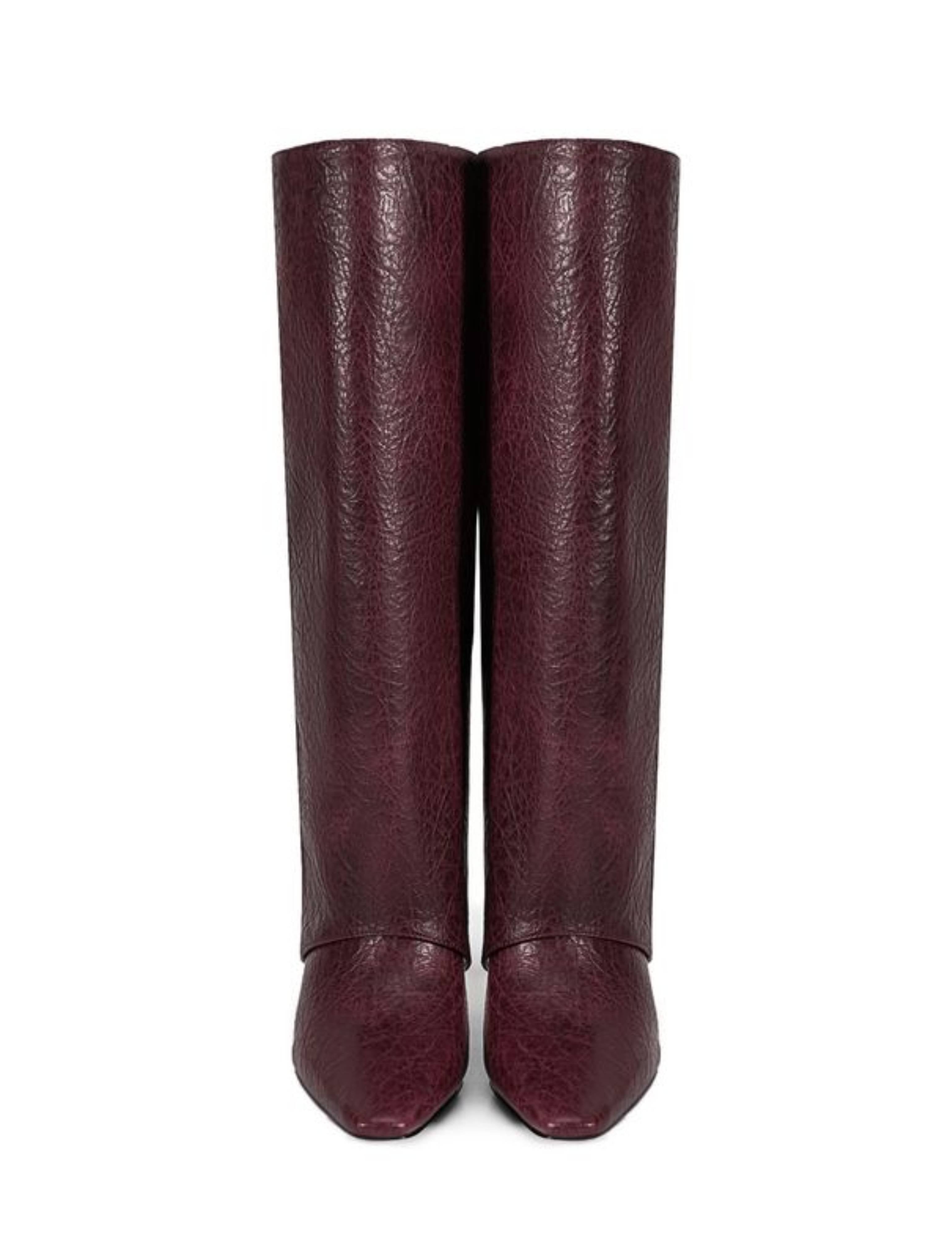 Purple High-Heel Fold Over Long Boots for Women