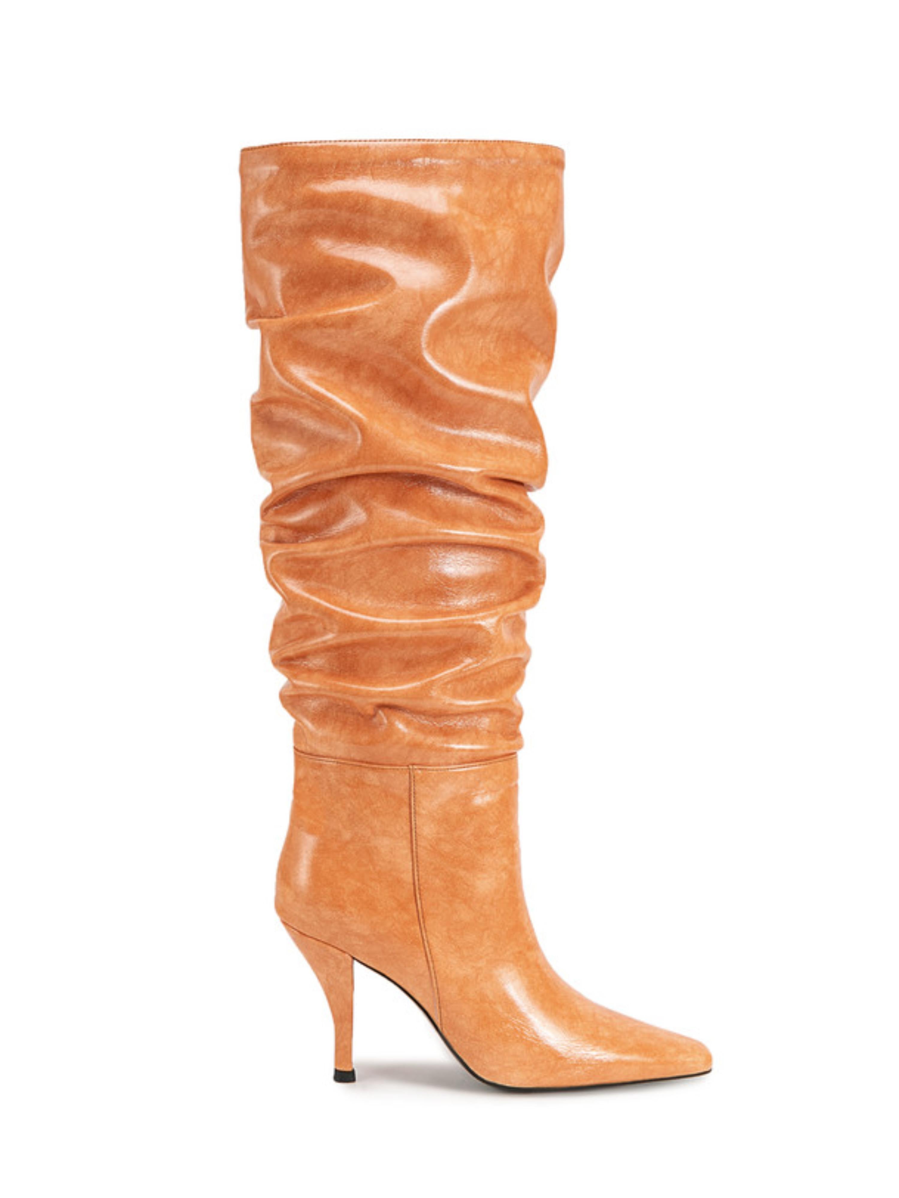 Orange Slouchy High-Heel Tall Boots for Women