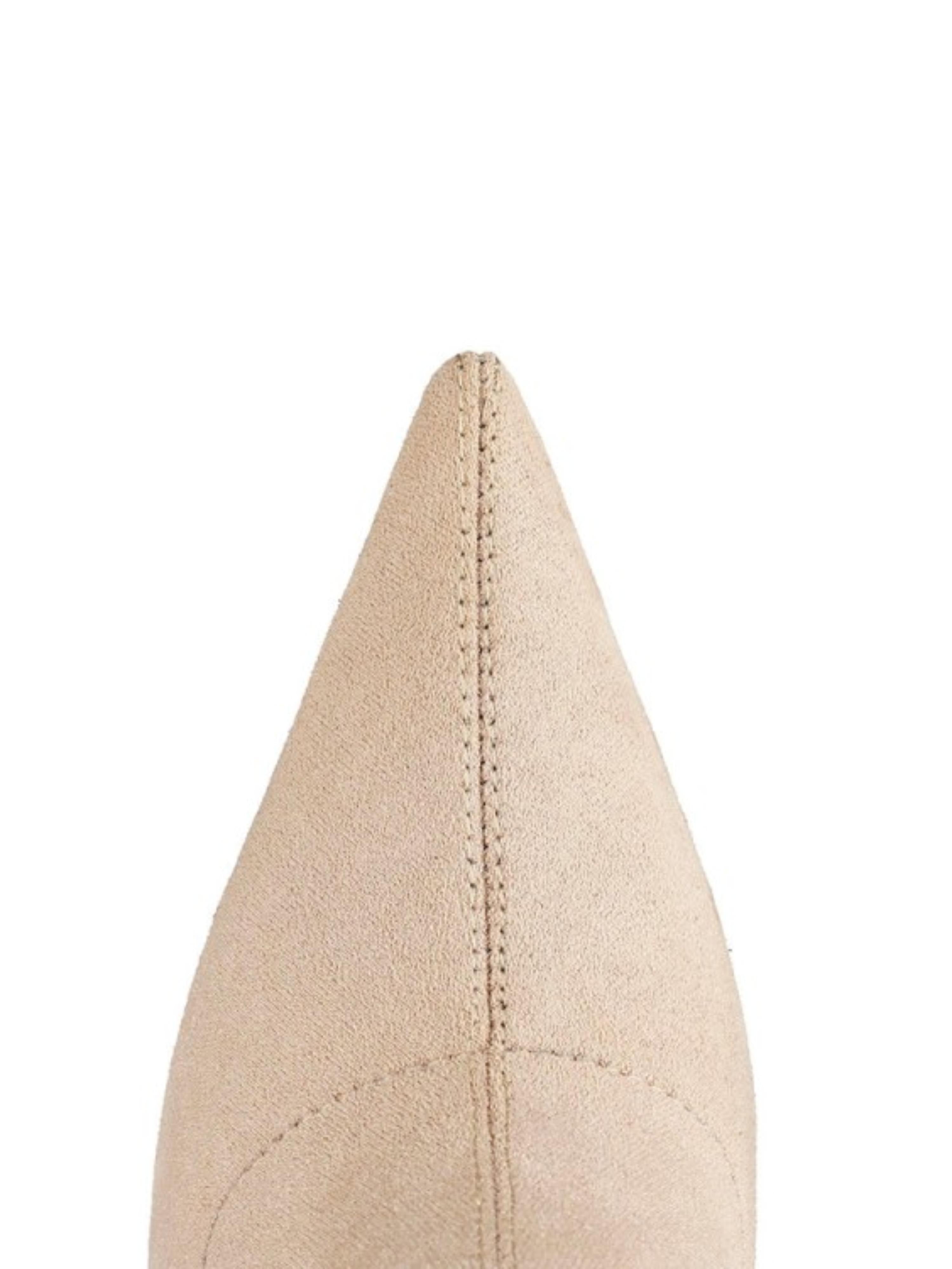 Soft Pastel Beige Lycra High-Heel Women's Tall Boots