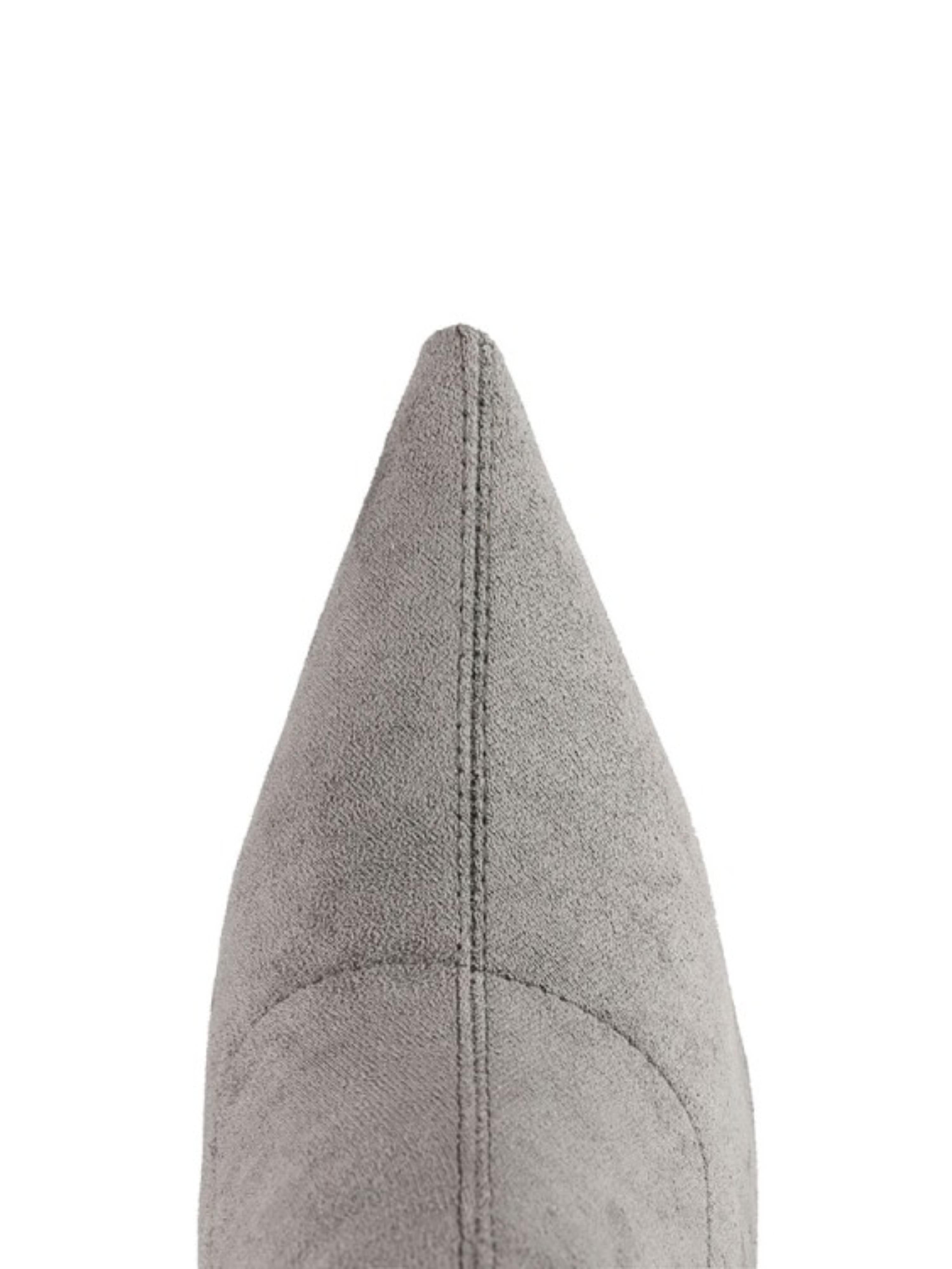 Gray Lycra High-Heel Long Boots for Women