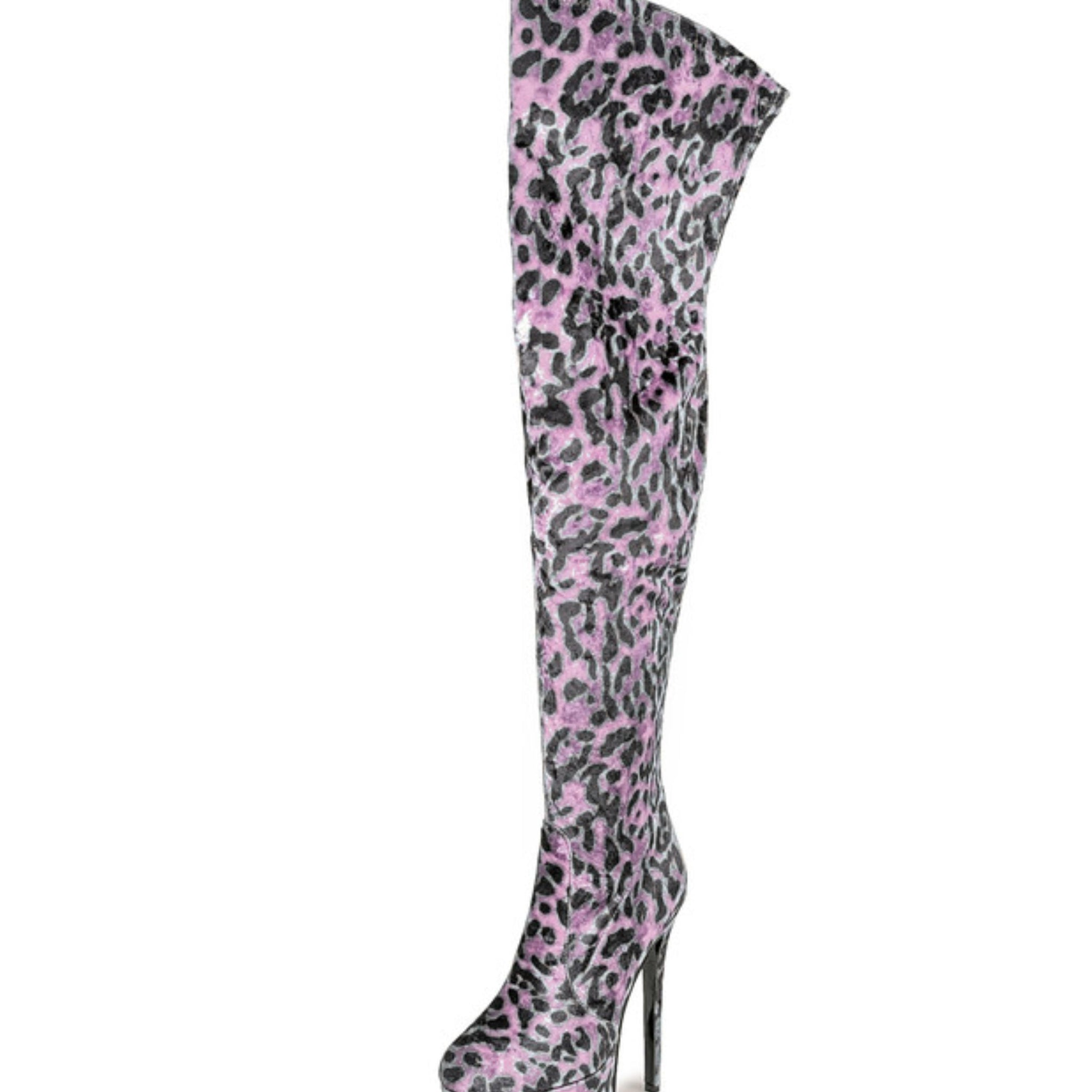 Purple Faux Leather Platform Heeled Over-The-Knee Boots