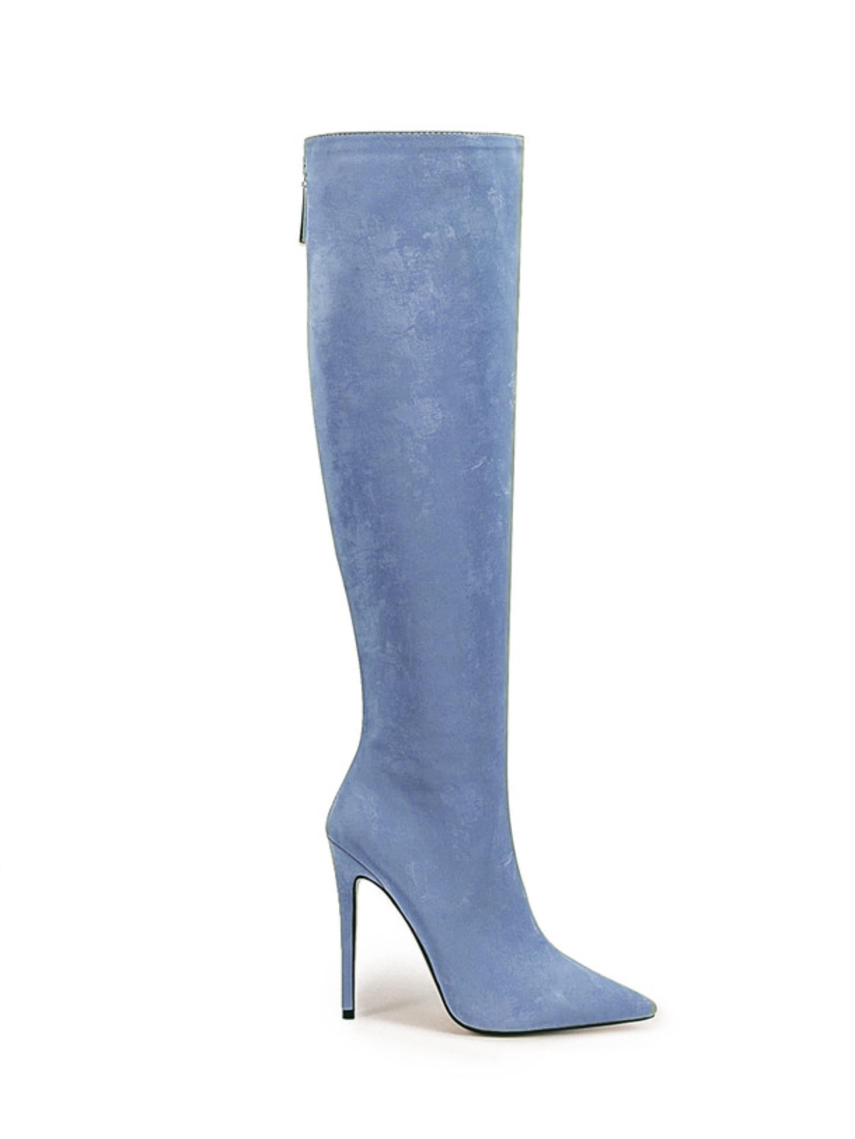 Luxe Blue Knee-High Stiletto Long Boots for Women