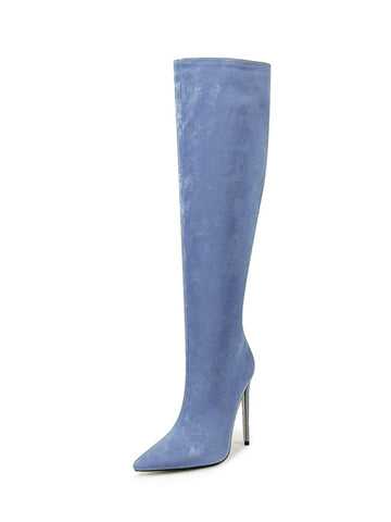 Luxe Blue Knee-High Stiletto Long Boots for Women