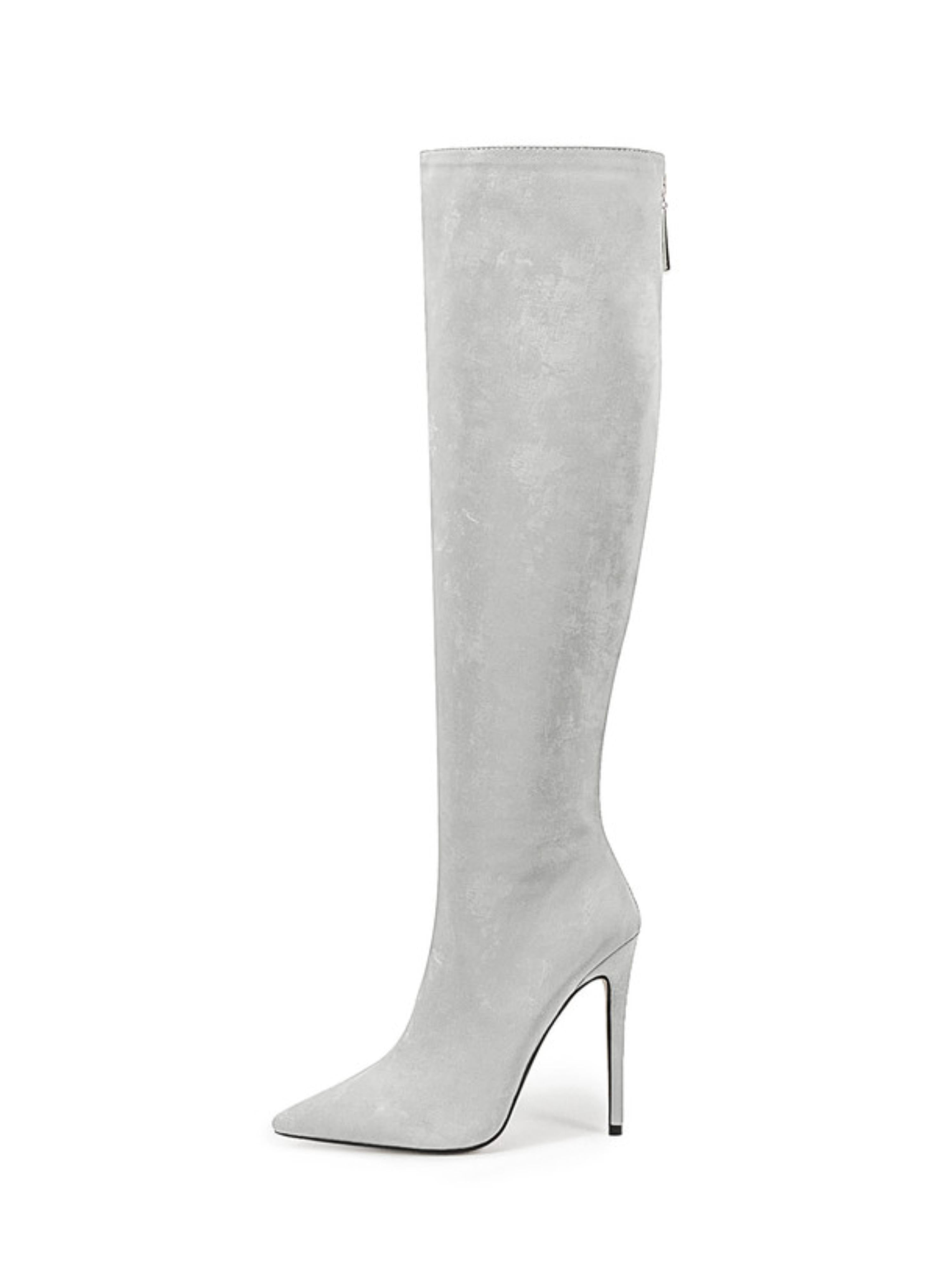 Silver Stiletto Heels Women's Knee-High Boots