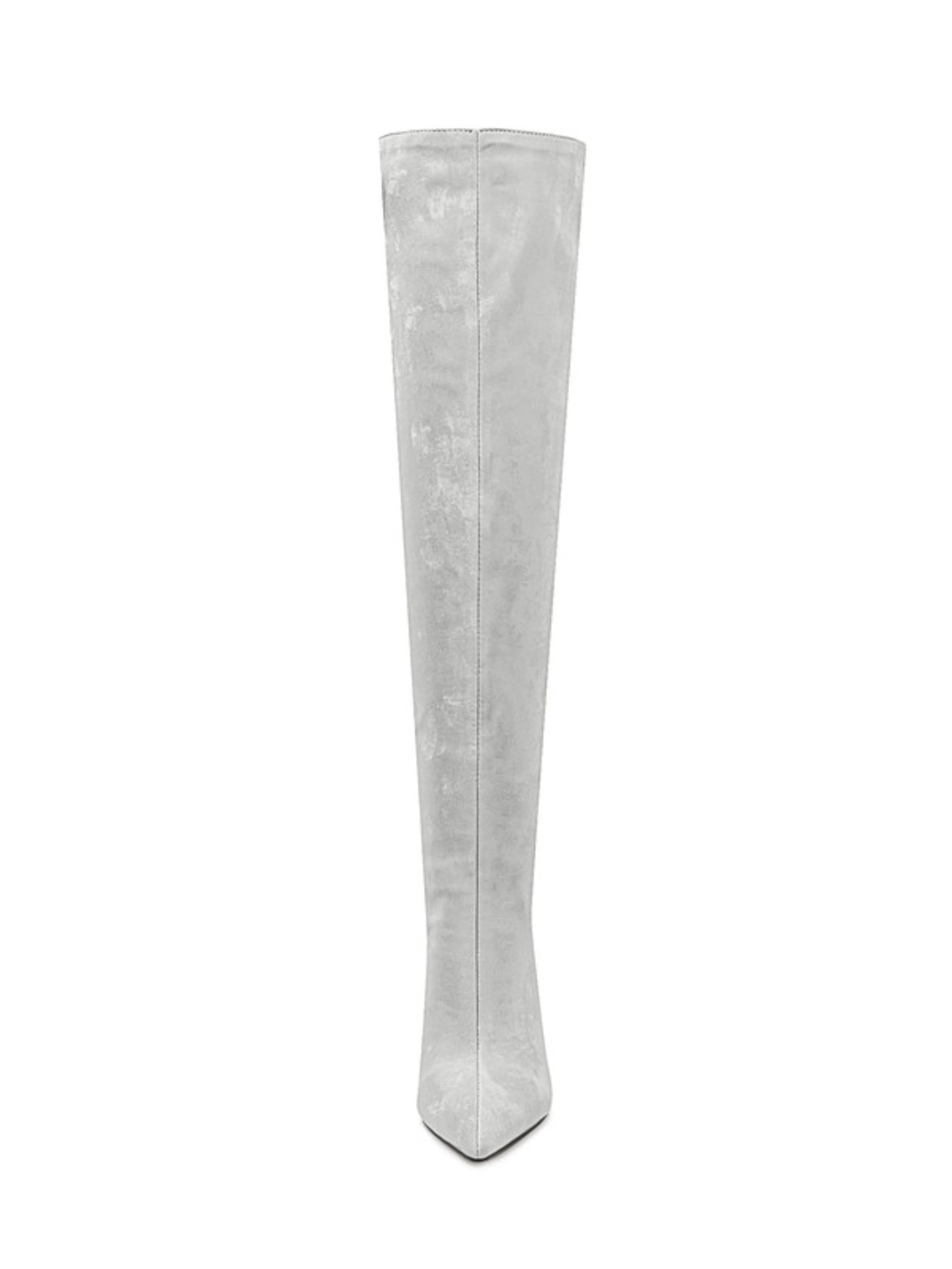 Silver Stiletto Heels Women's Knee-High Boots