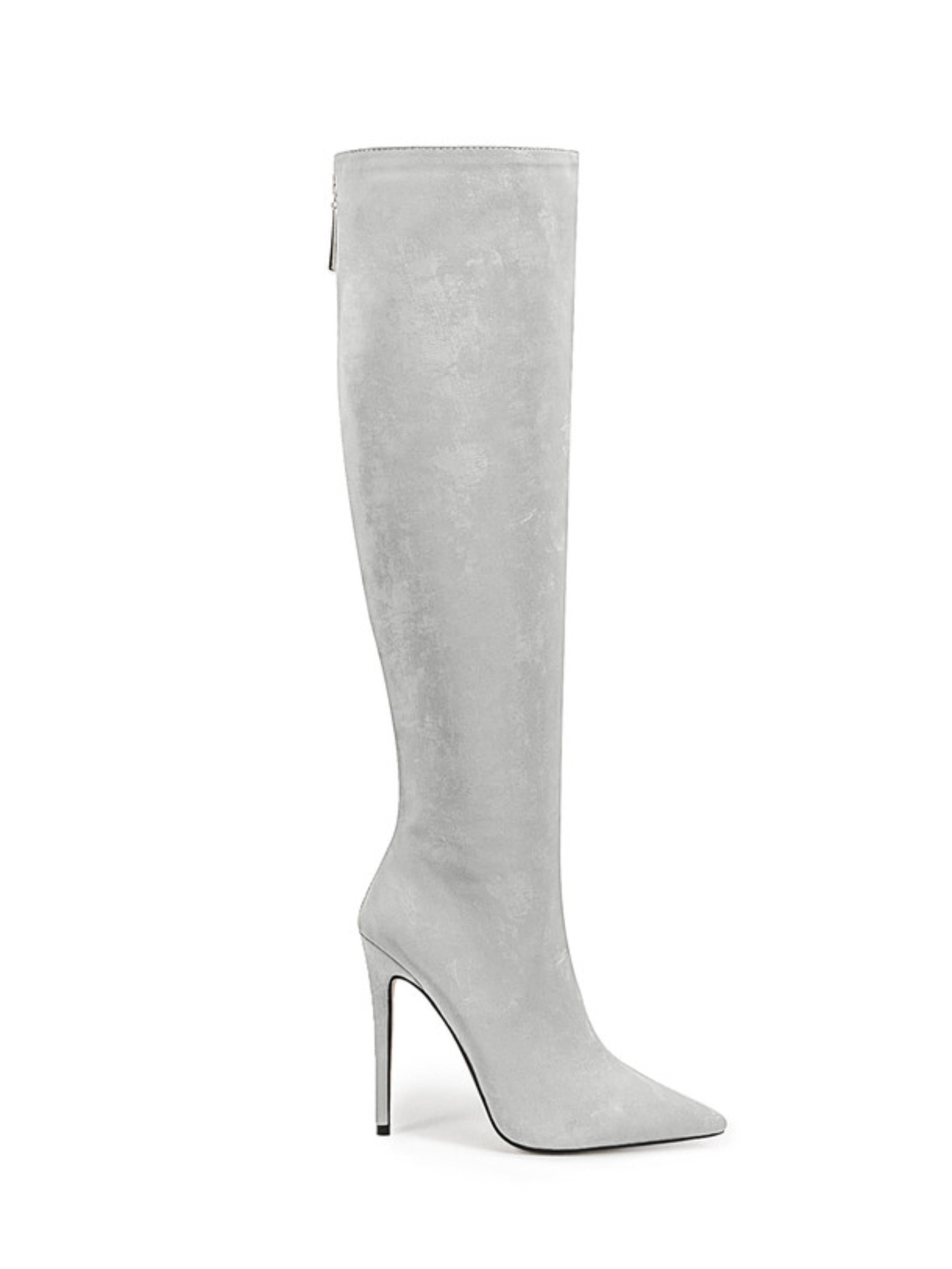 Silver Stiletto Heels Women's Knee-High Boots