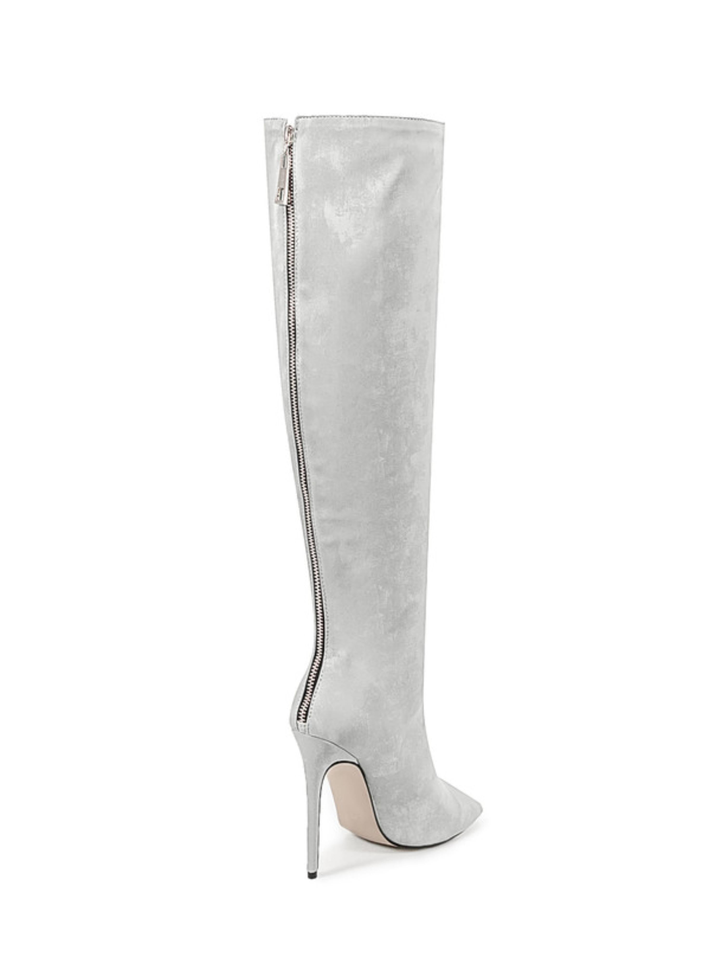 Silver Stiletto Heels Women's Knee-High Boots