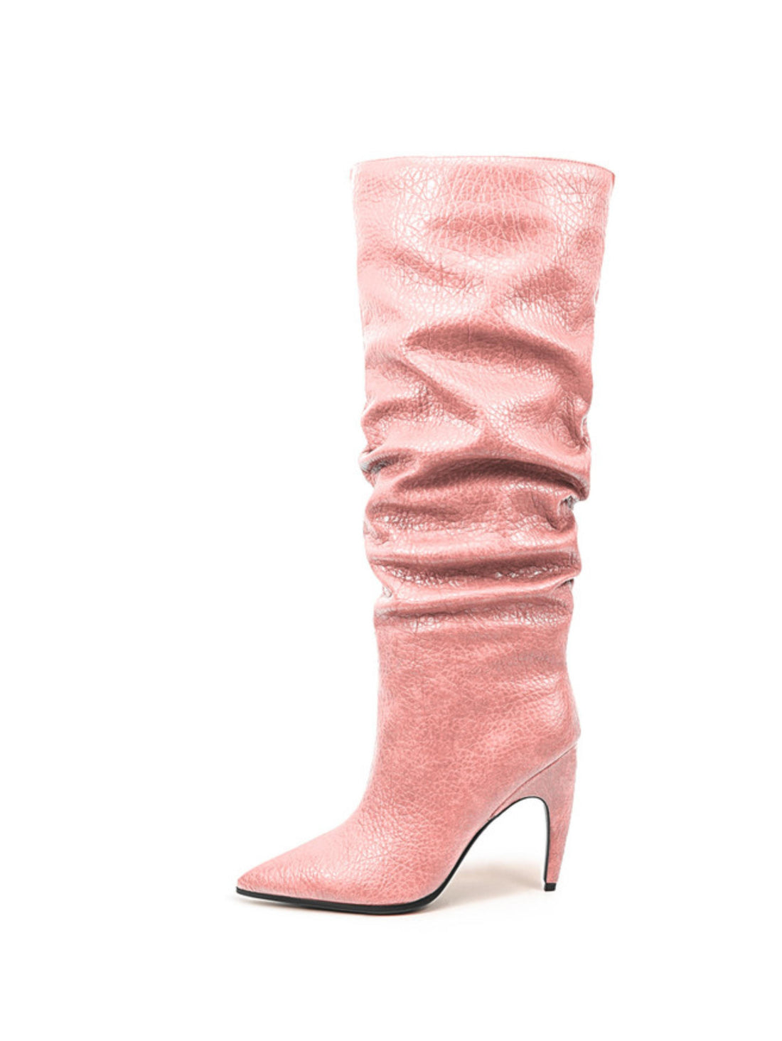 Chic Blush Pink Knee-High Stilleto Slouch Boots