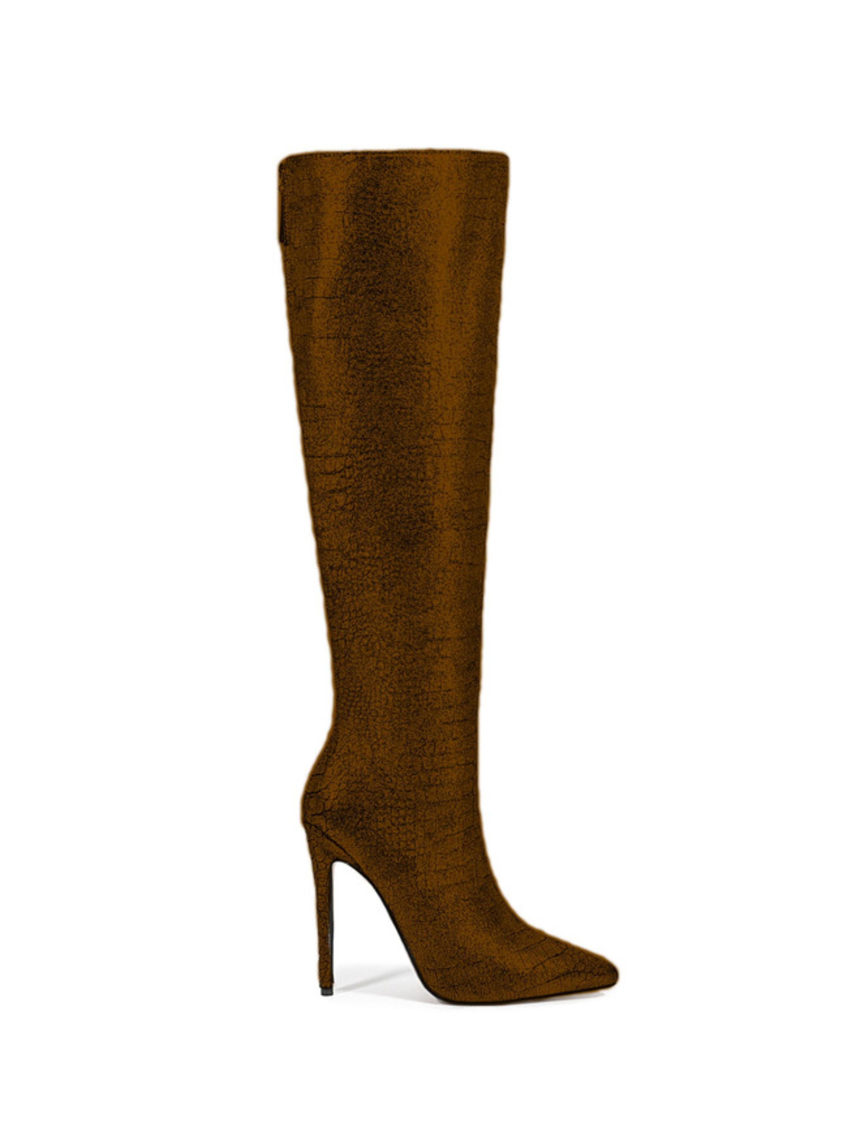 Brown Mocha Stiletto High Heel Knee-High Boots