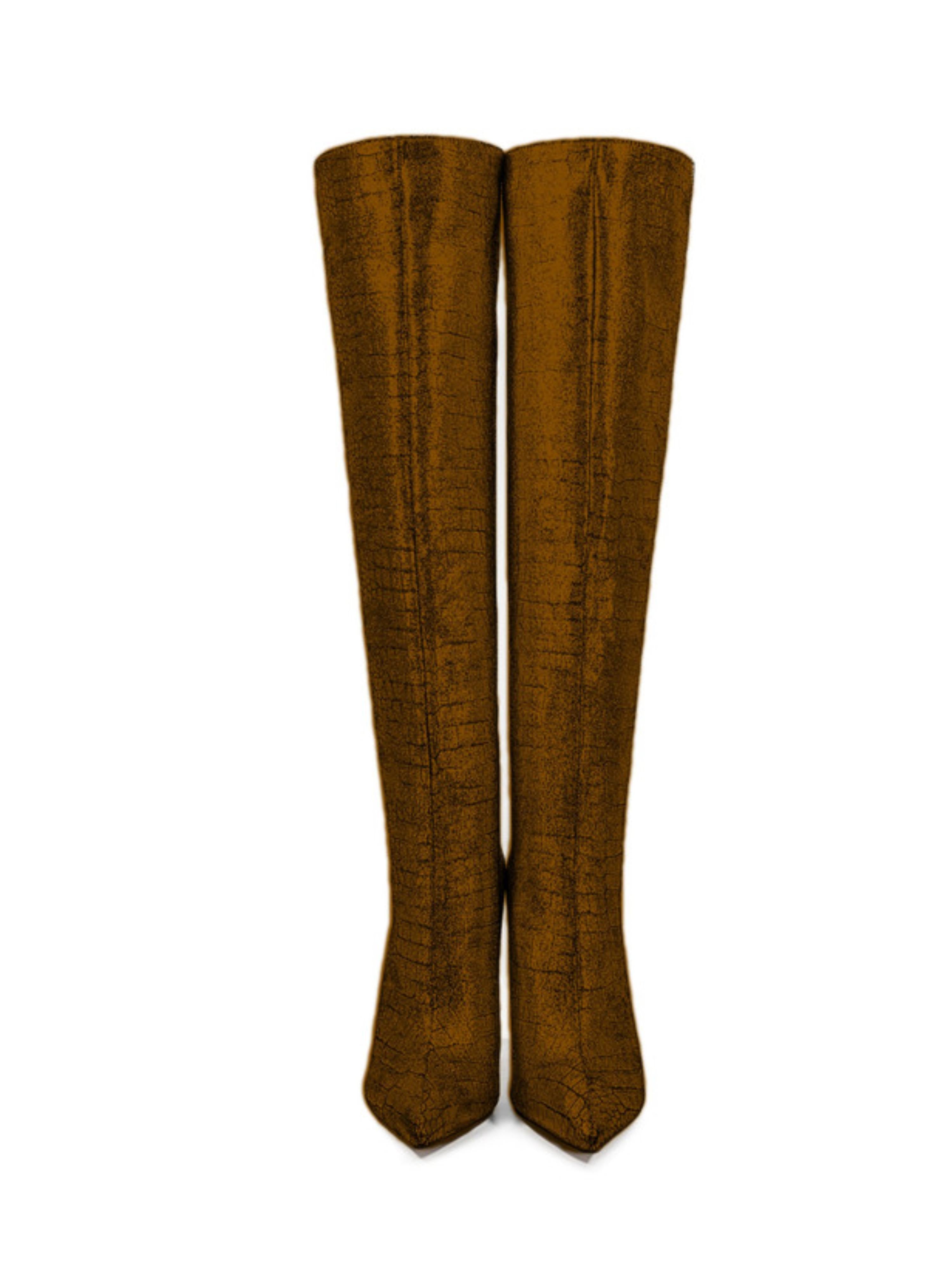 Brown Mocha Stiletto High Heel Knee-High Boots