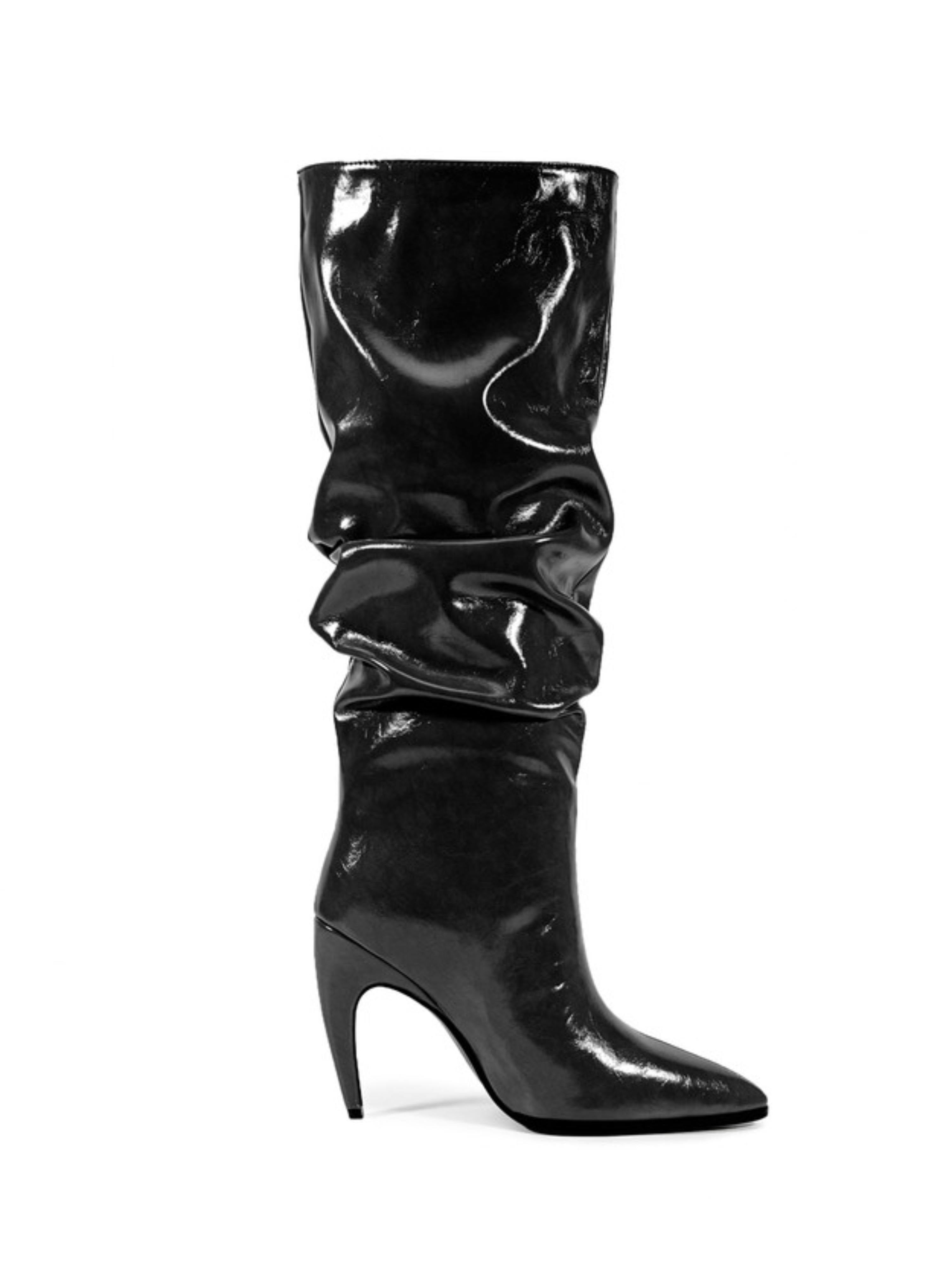 Elegant Black High-Heel Slouch Knee-High Boots