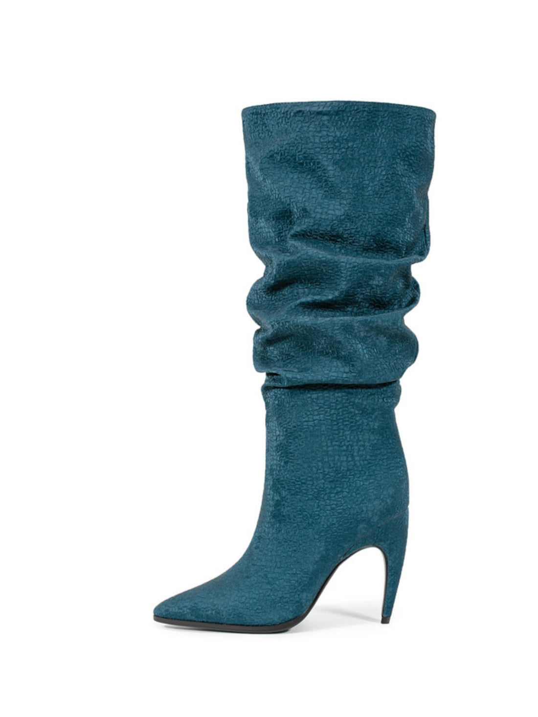 Teal Blue Slouchy Ladies Knee-High Boots