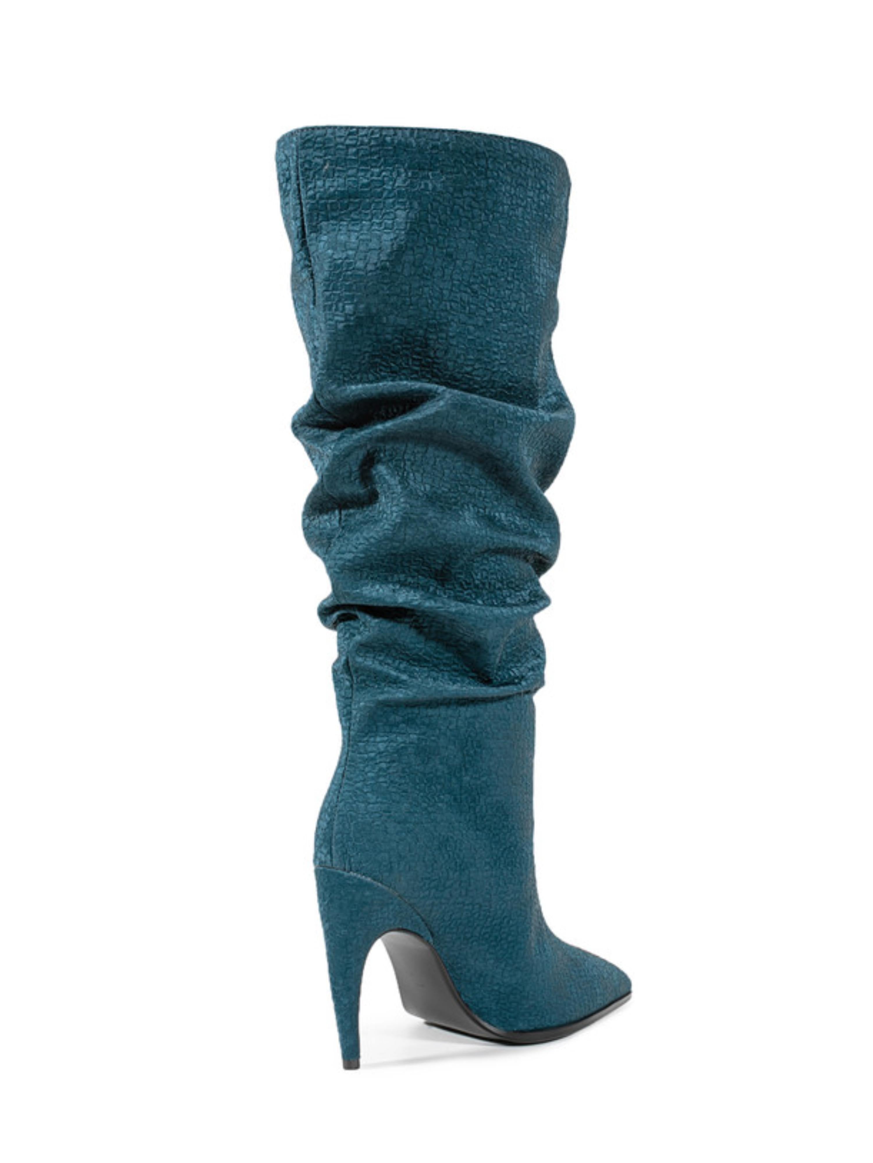 Teal Blue Slouchy Ladies Knee-High Boots