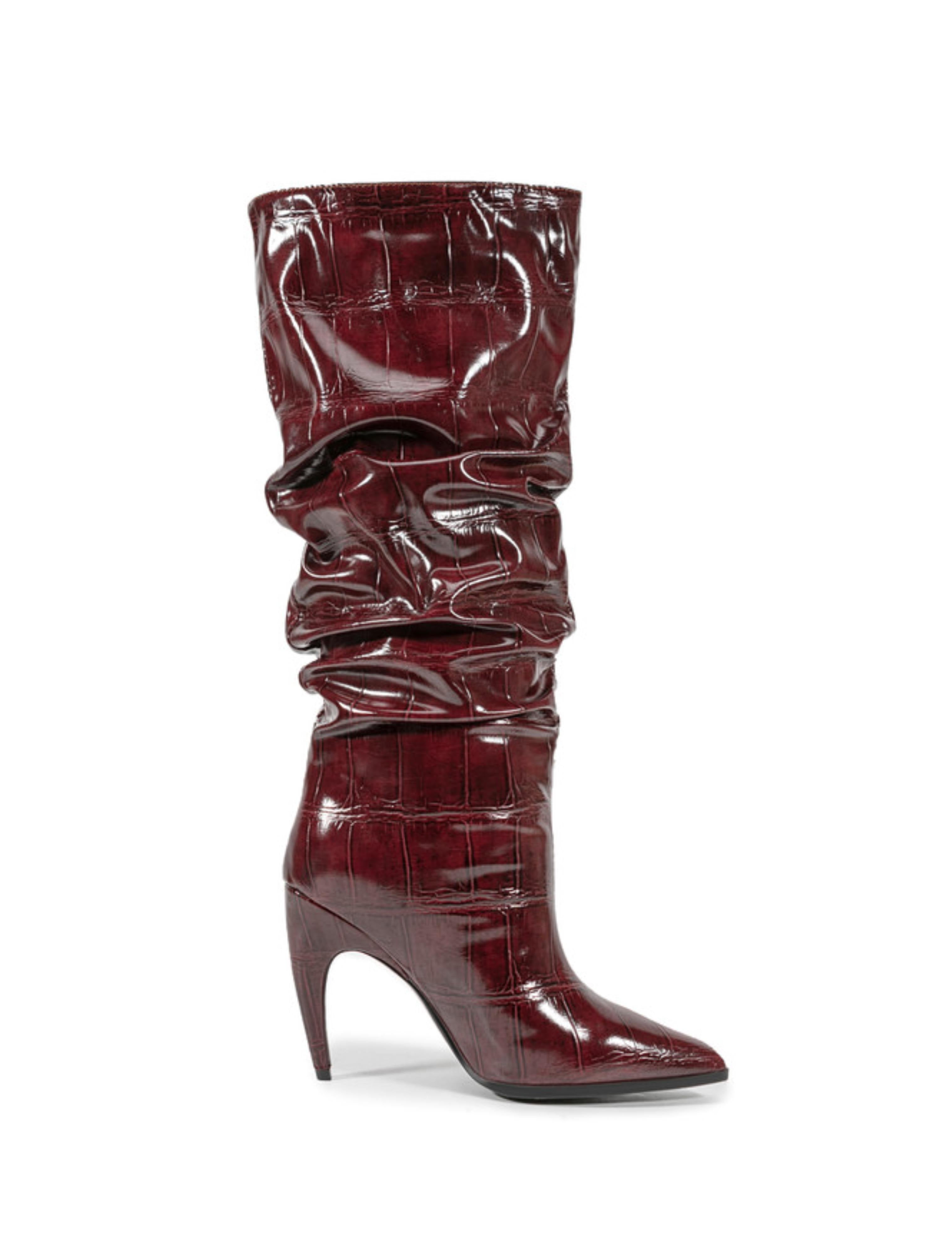 Elegant Burgundy High-Heel Knee-High Boots