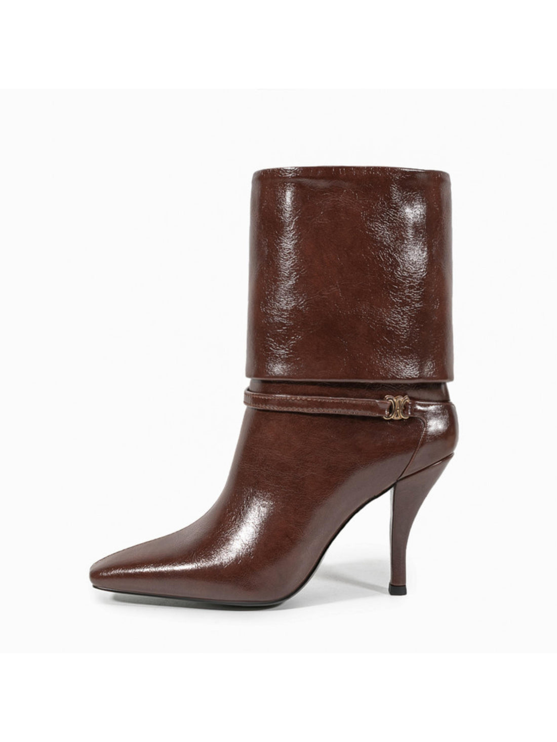 Brown Fold-Over Ankle Boots for Women