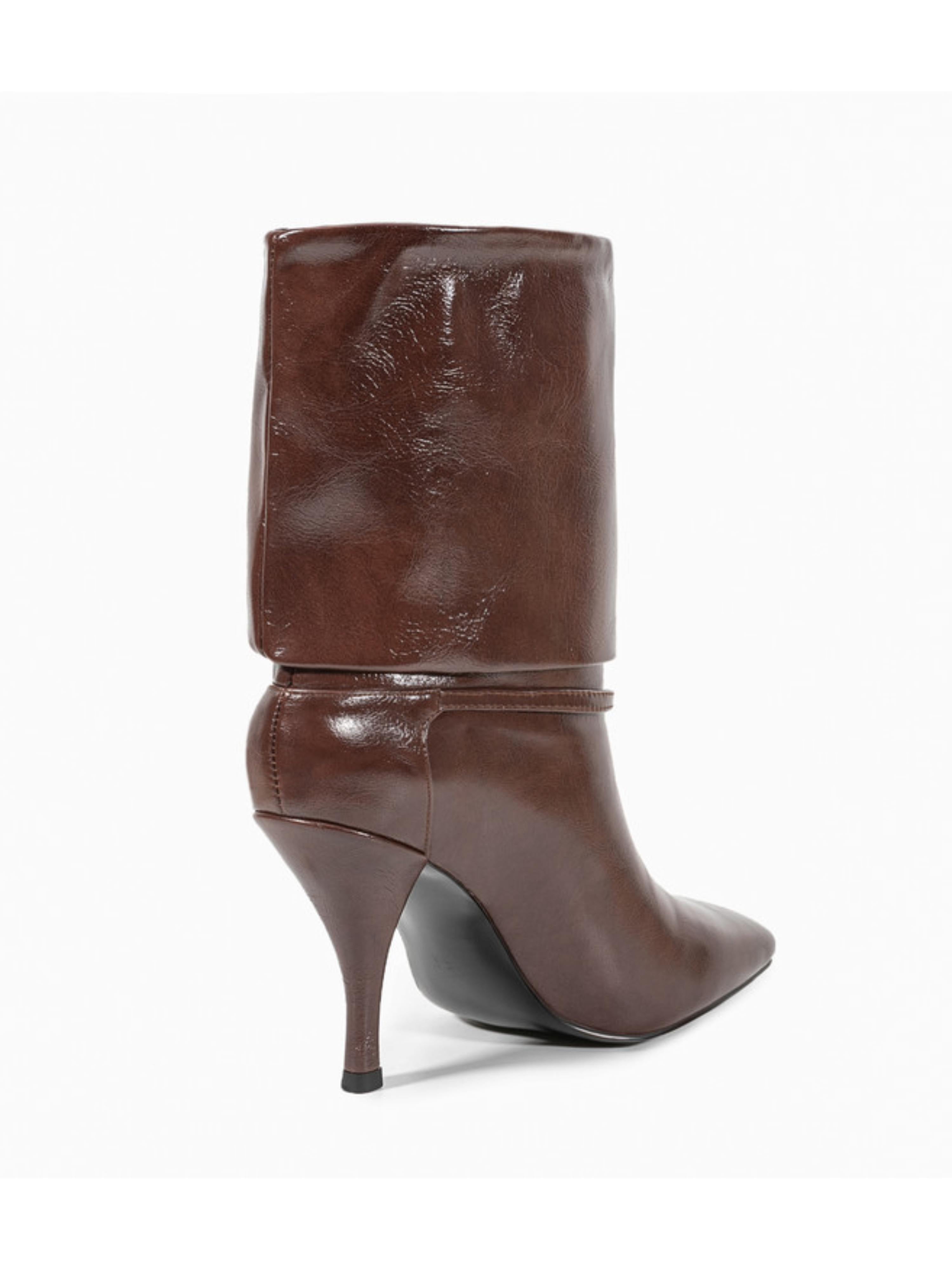 Brown Fold-Over Ankle Boots for Women