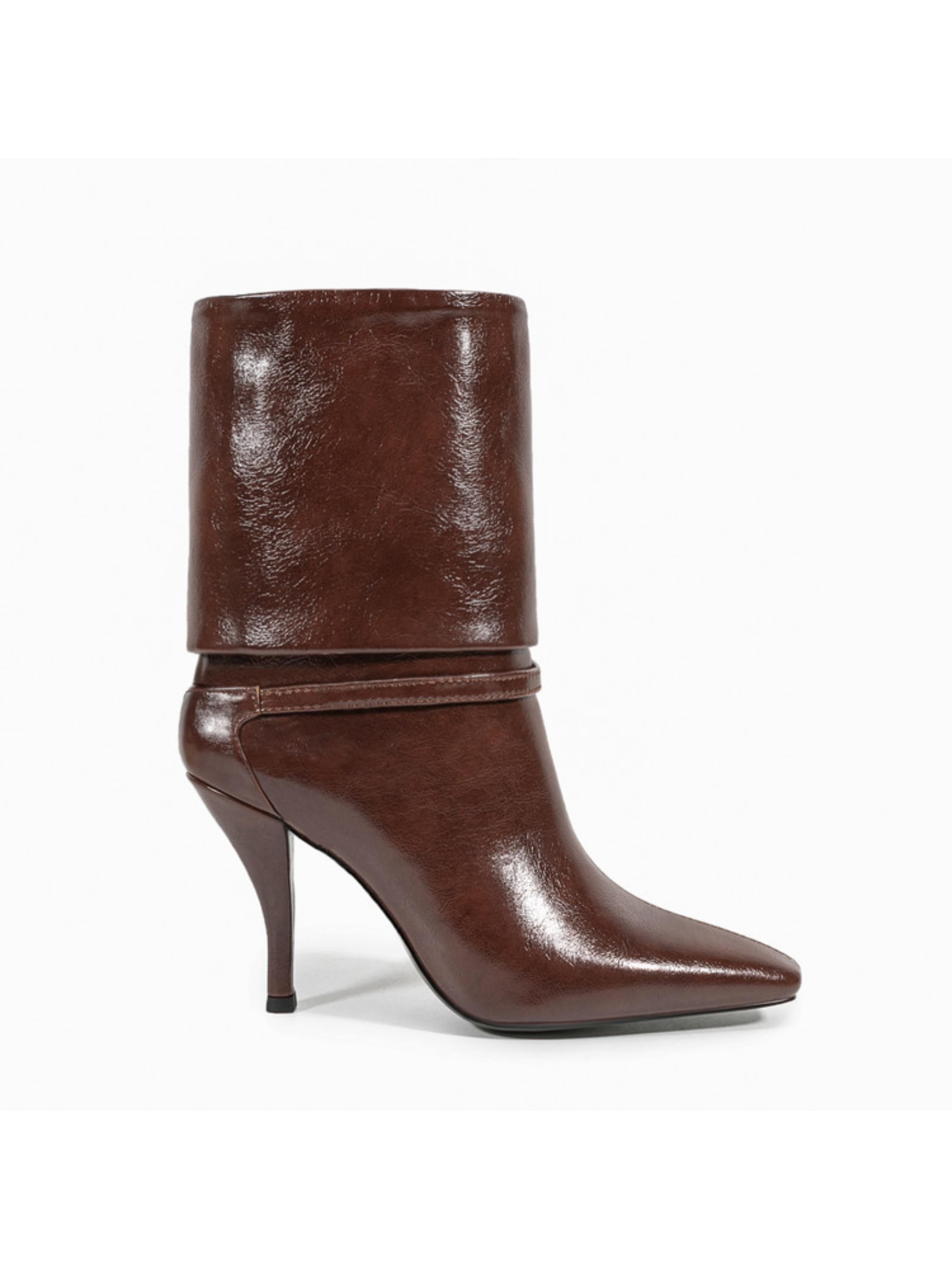 Brown Fold-Over Ankle Boots for Women
