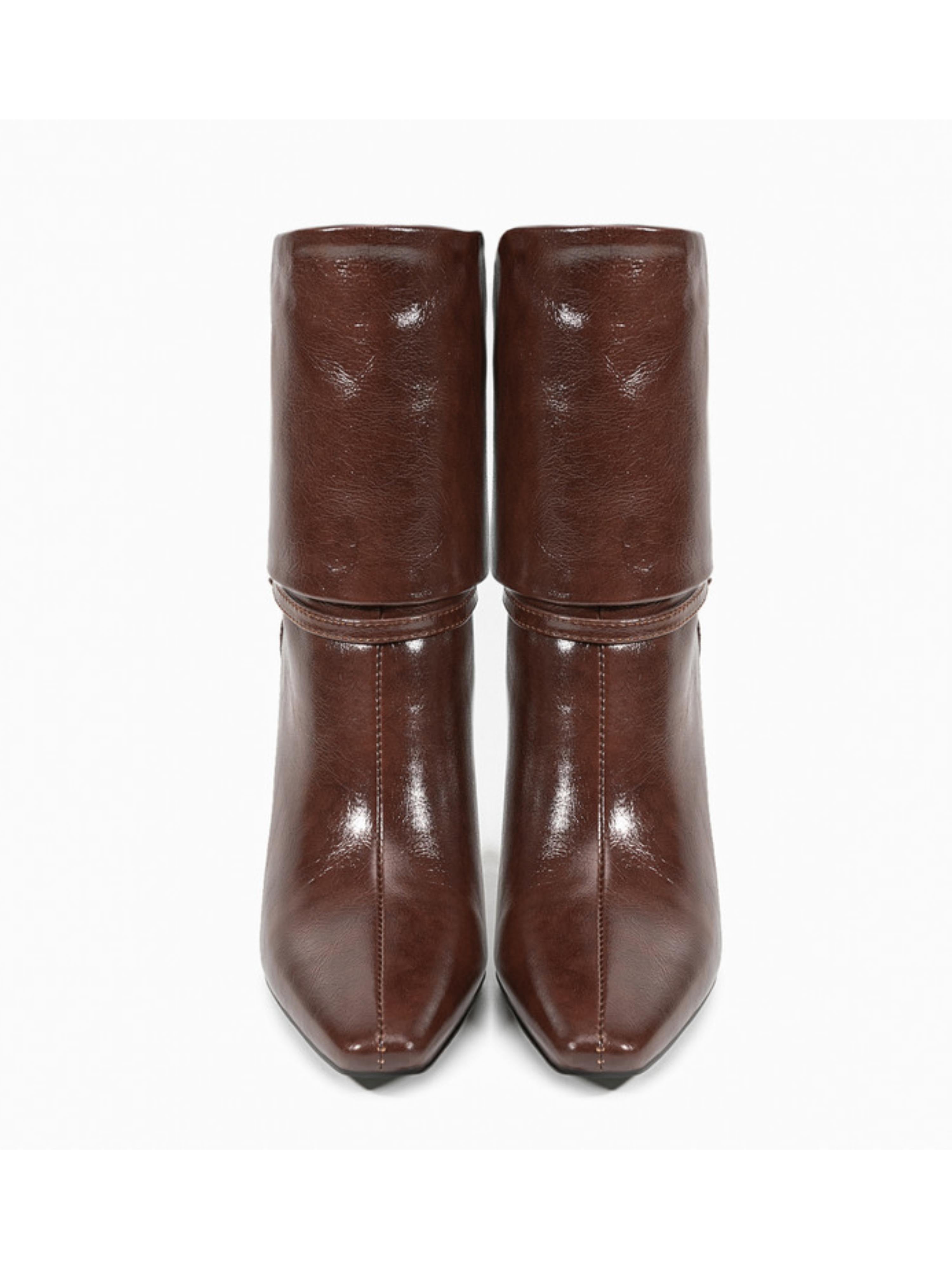 Brown Fold-Over Ankle Boots for Women