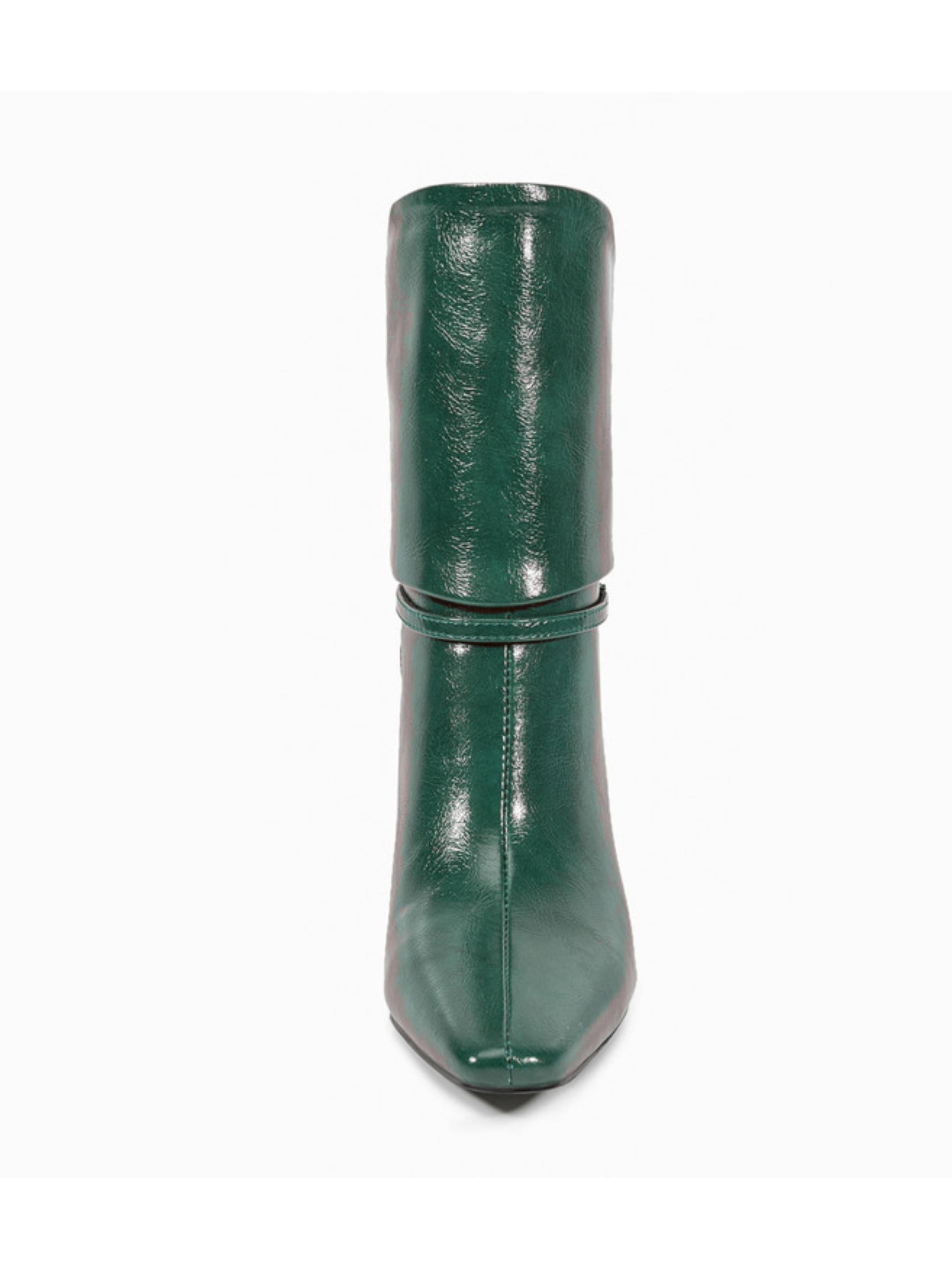 Emerald Green Fold-Over Heeled Ankle Boots