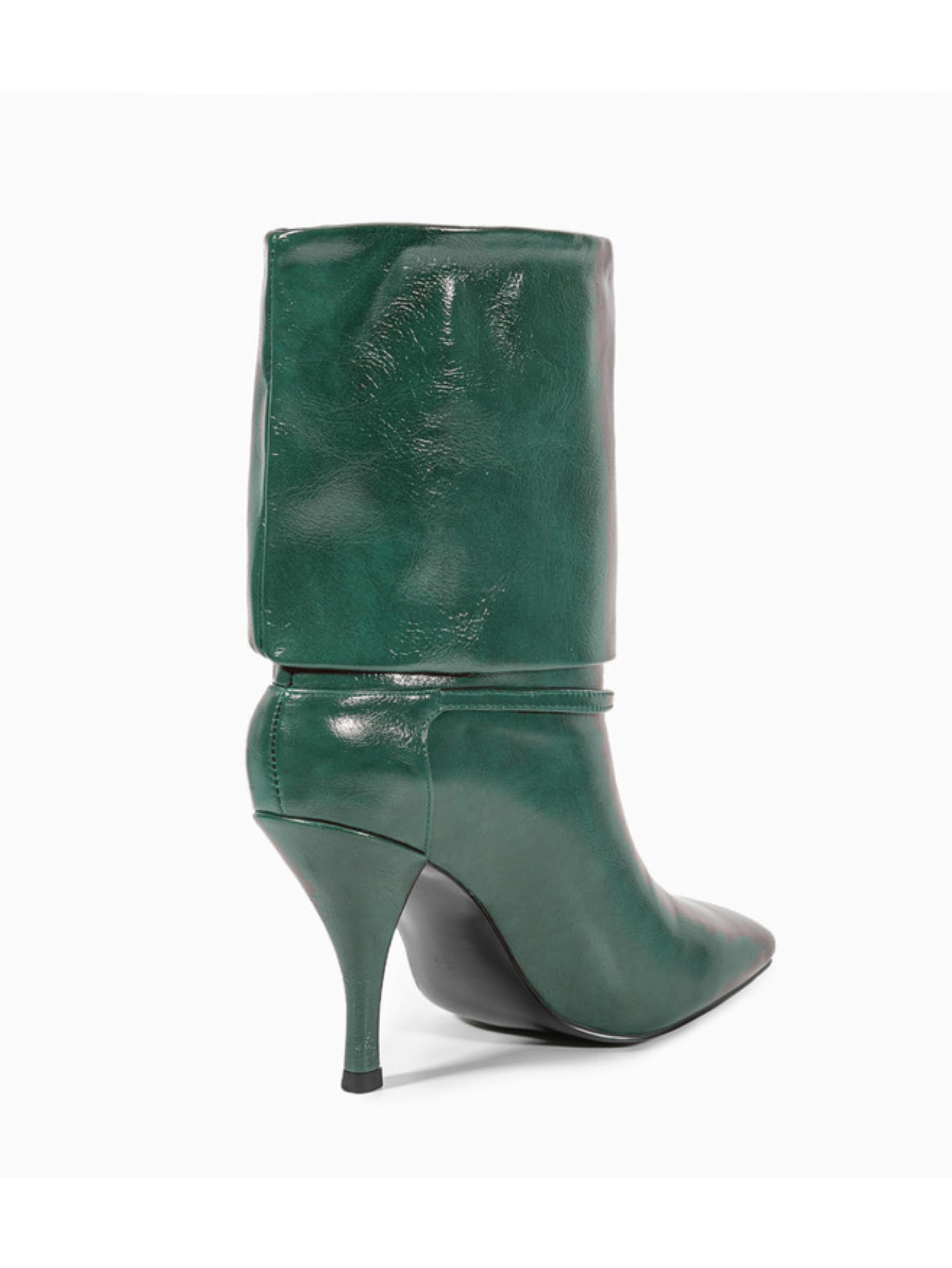 Emerald Green Fold-Over Heeled Ankle Boots