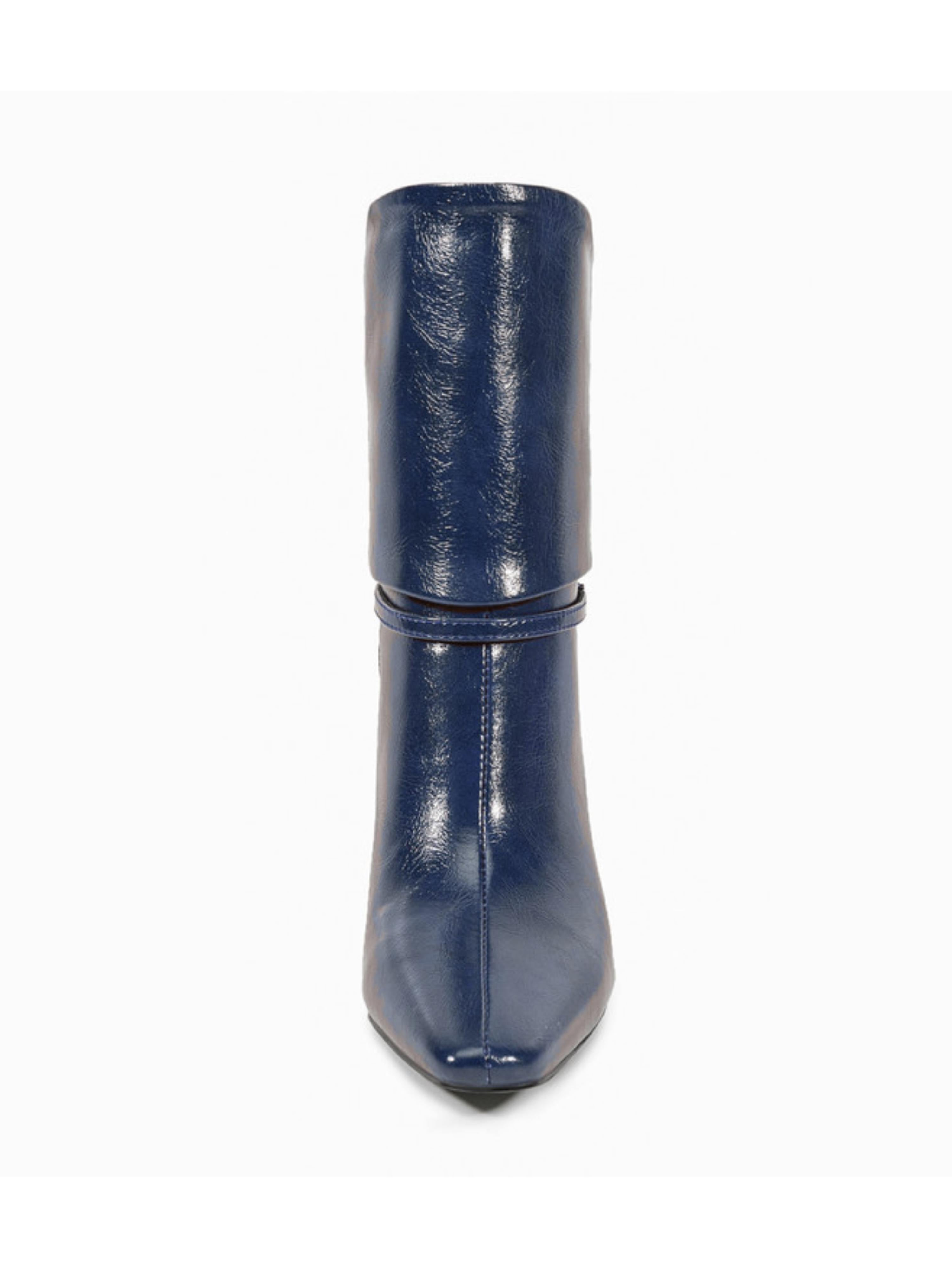 Navy Blue Fold-Over Ankle Boots Women