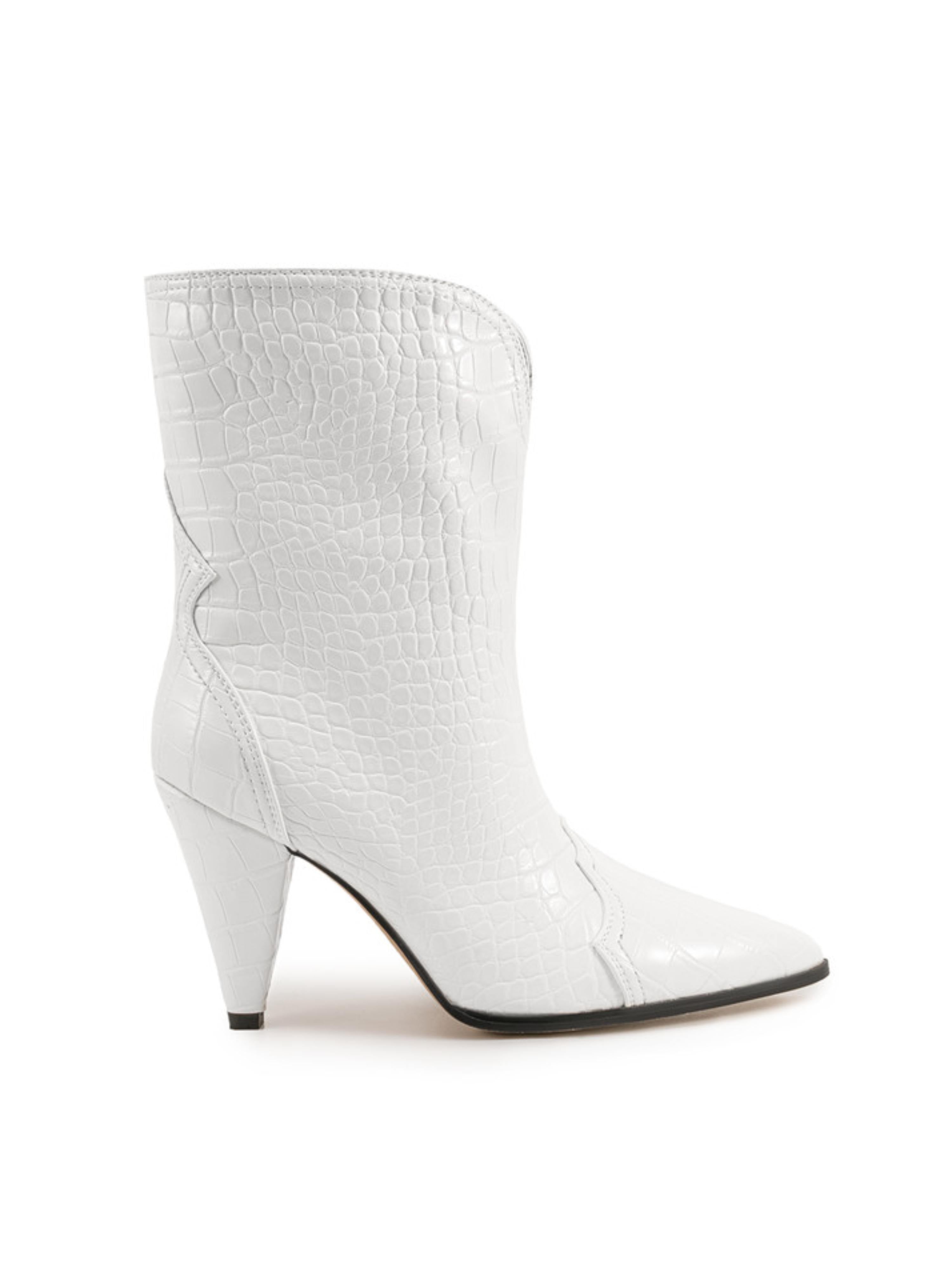 White Pointed Toe High-Heel Ankle Boots for Women