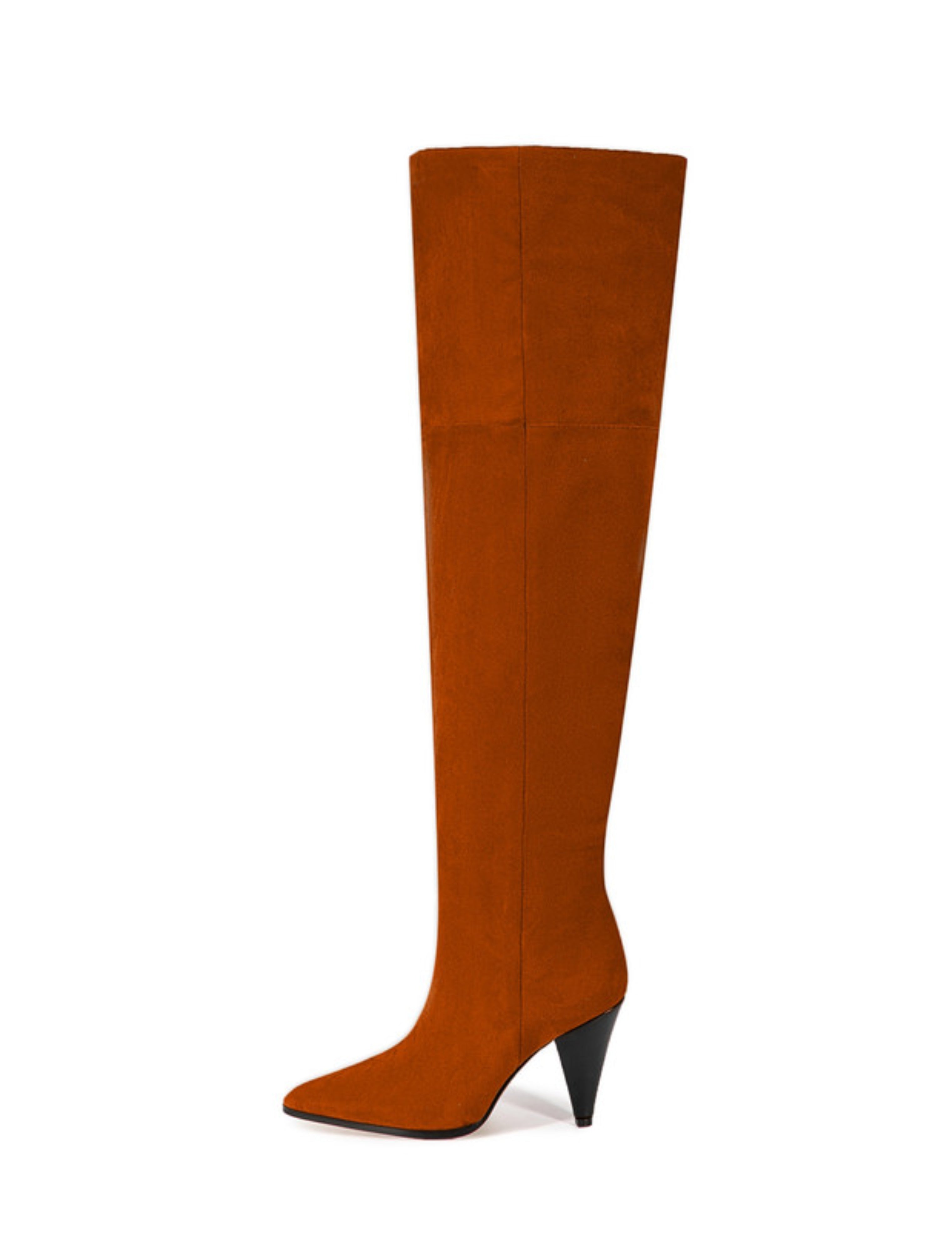 Brown Faux Suede Thigh-High Boots Women