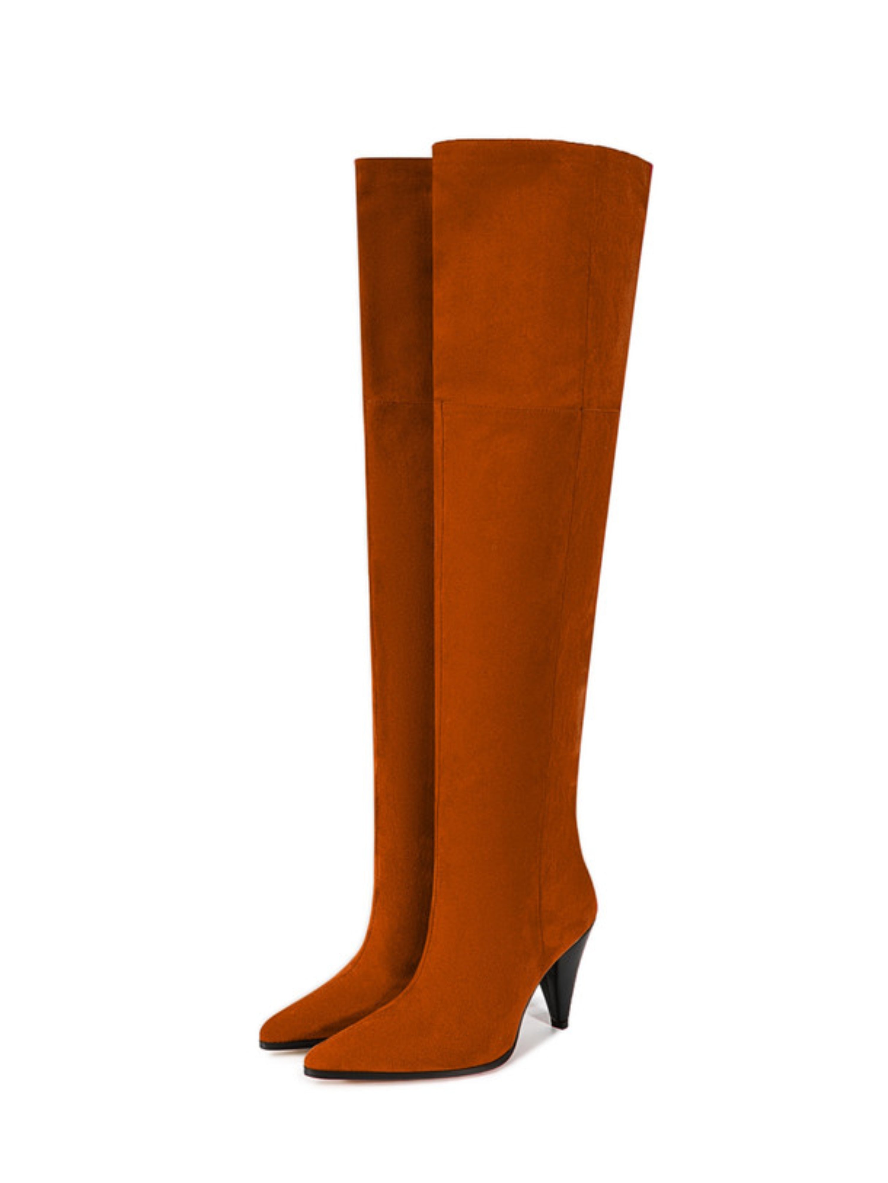 Brown Faux Suede Thigh-High Boots Women