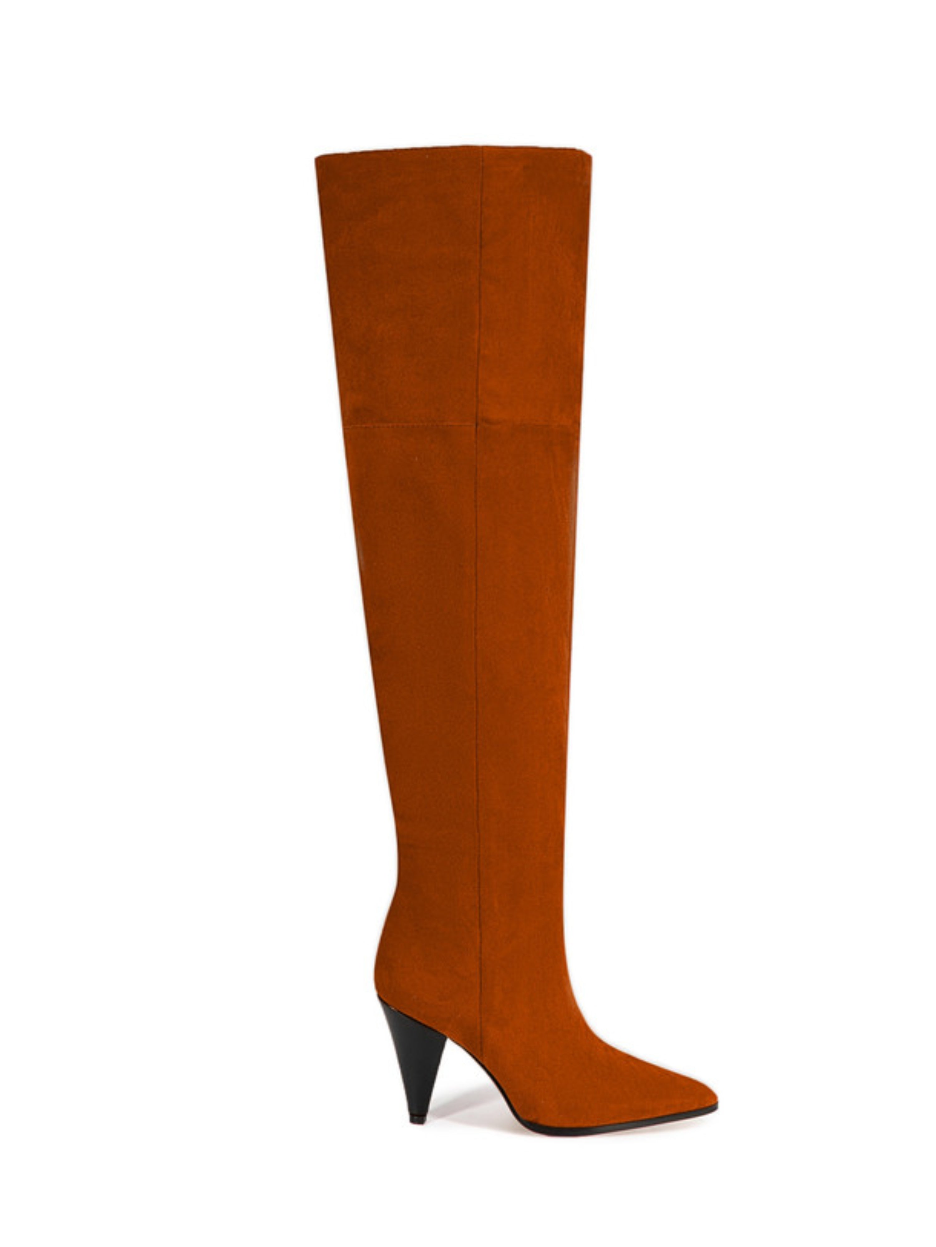 Brown Faux Suede Thigh-High Boots Women