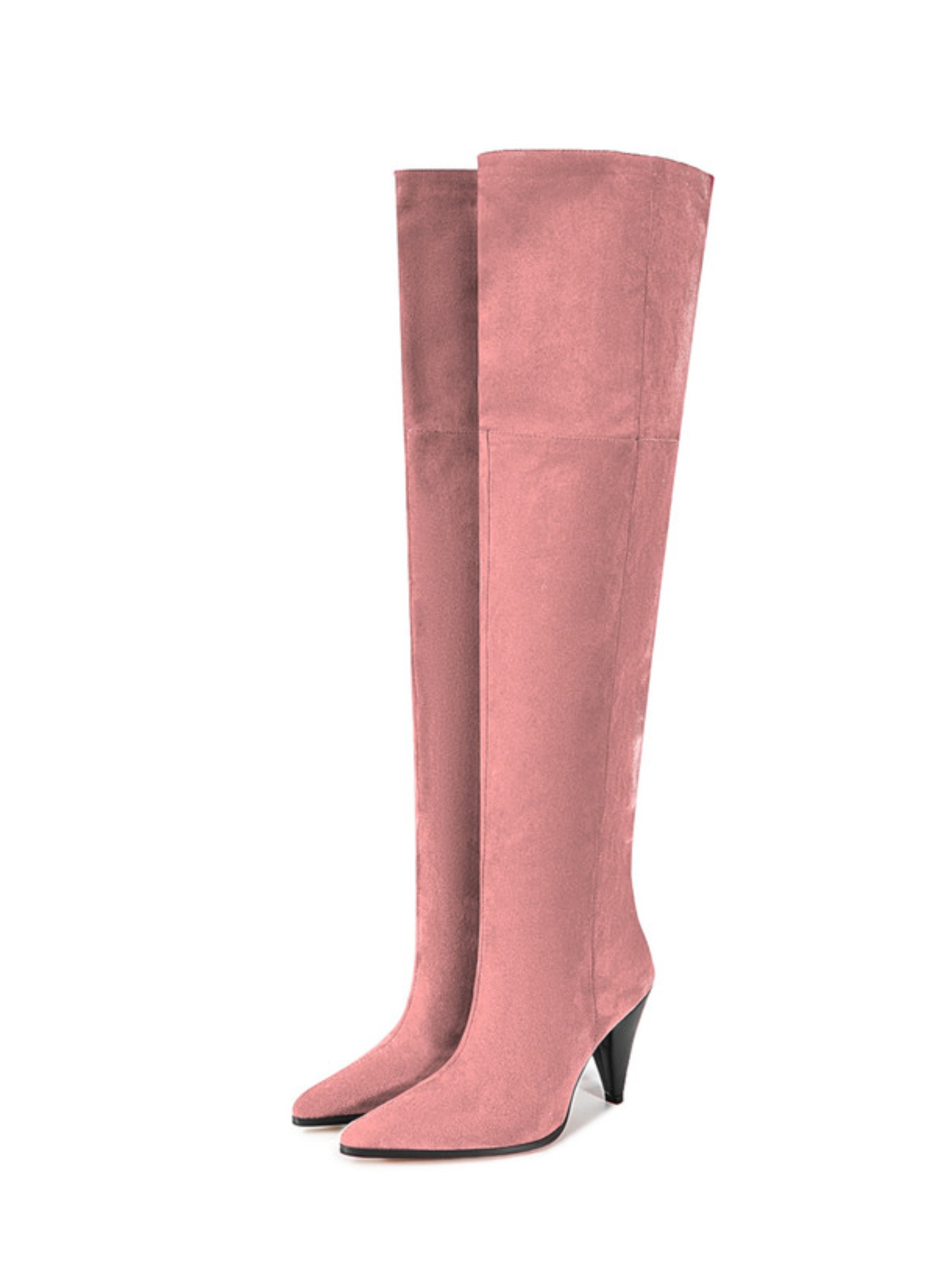 Pink Slip-On Over-The-Knee Boots for Women