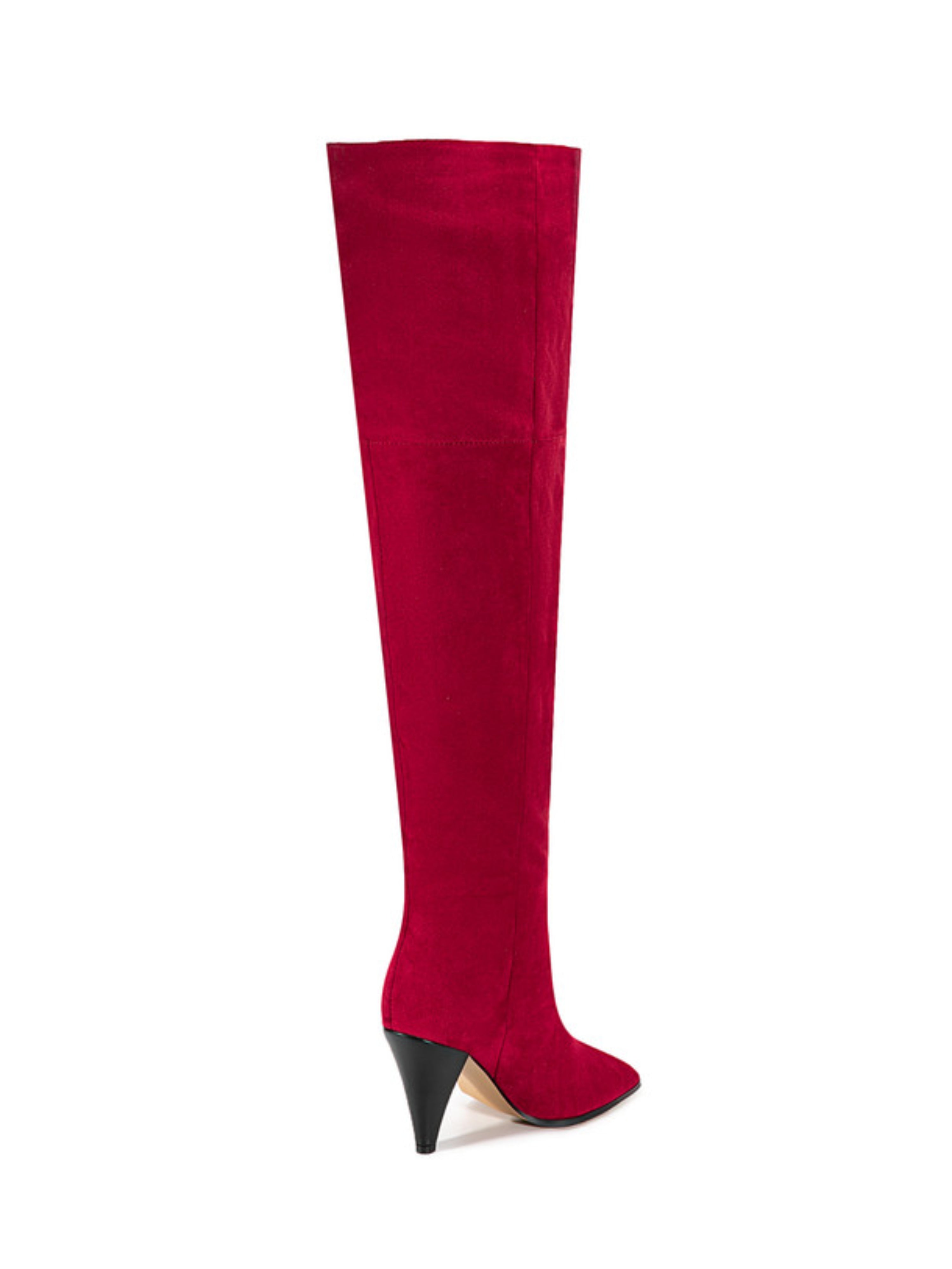 Red Pointed Toe Over-The-Knee Boots with Heels