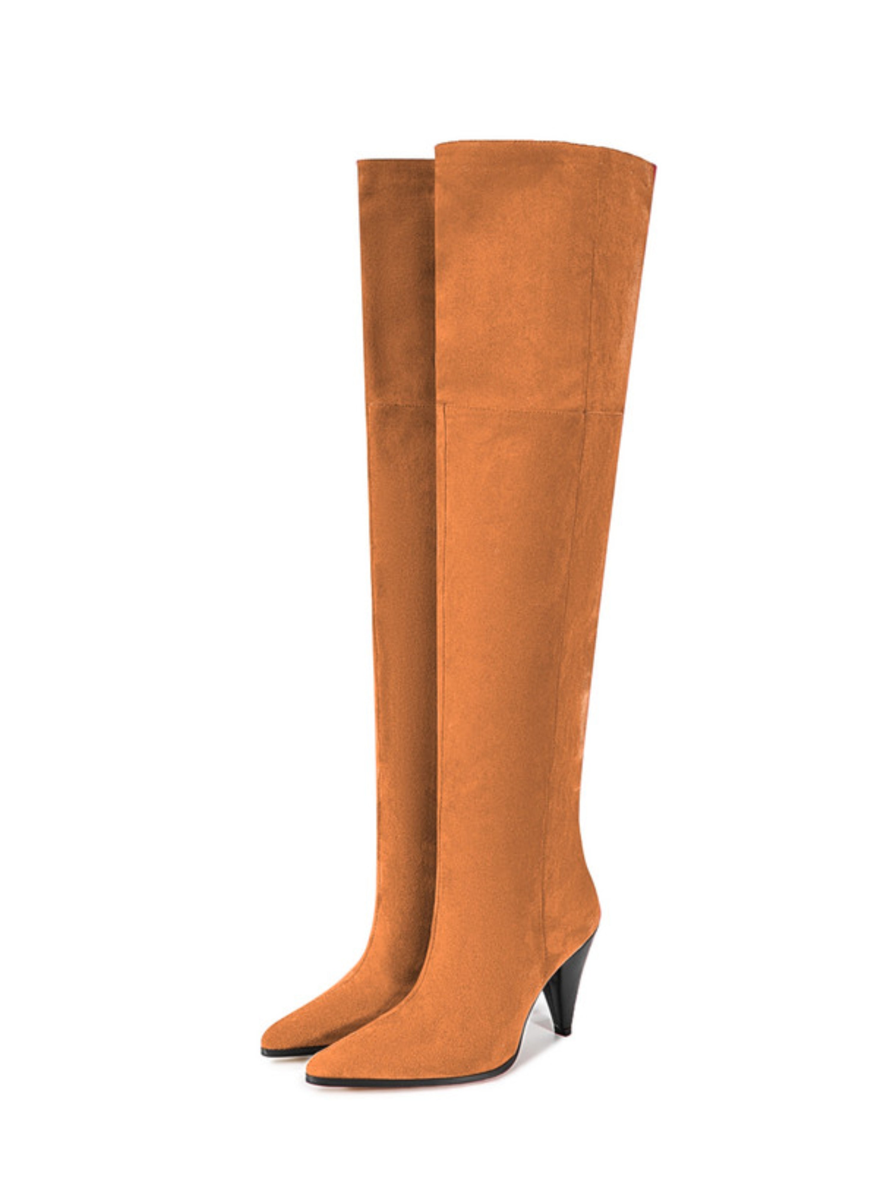 Orange Heeled Thigh-High Boots for Women