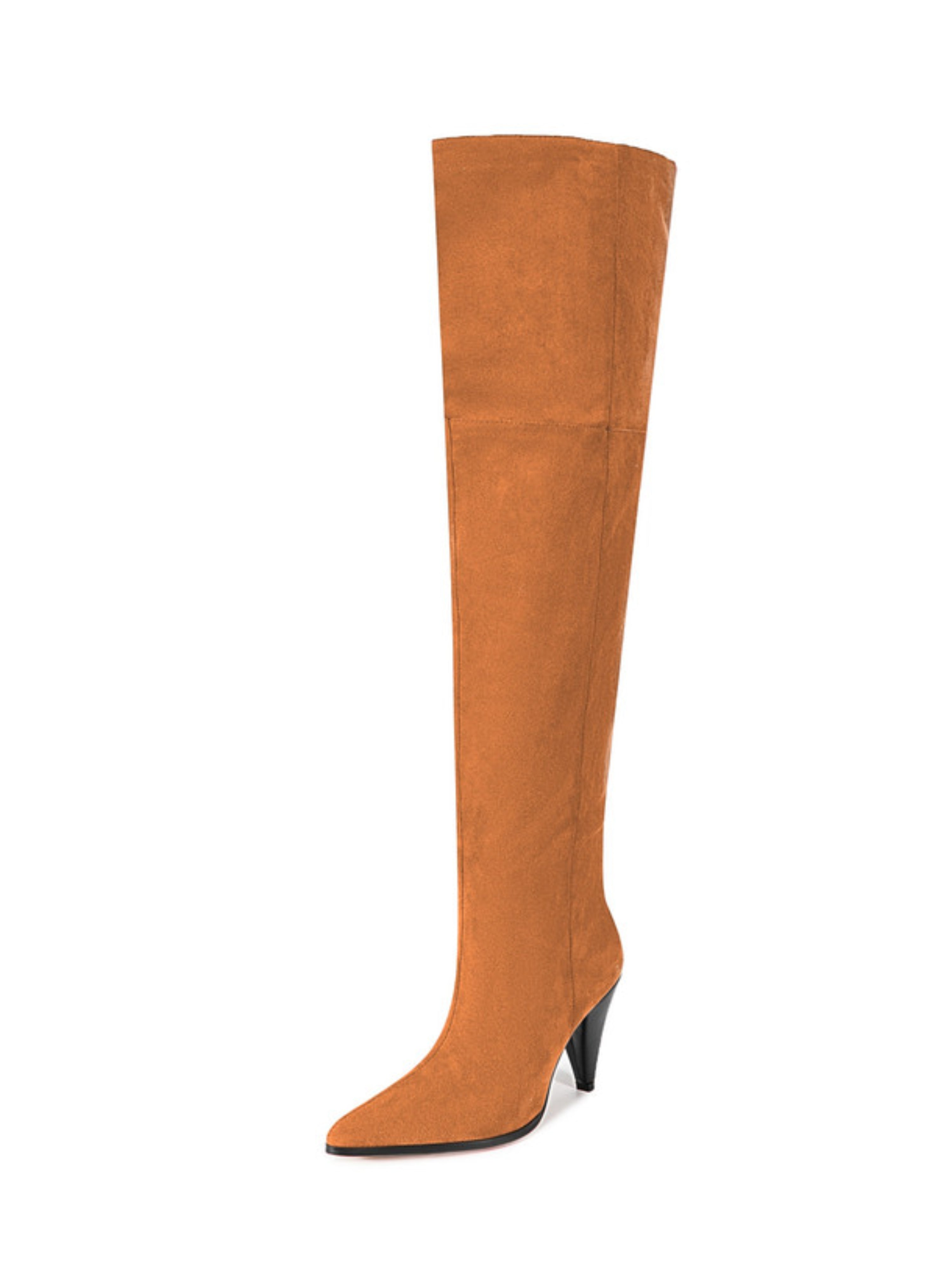 Orange Heeled Thigh-High Boots for Women