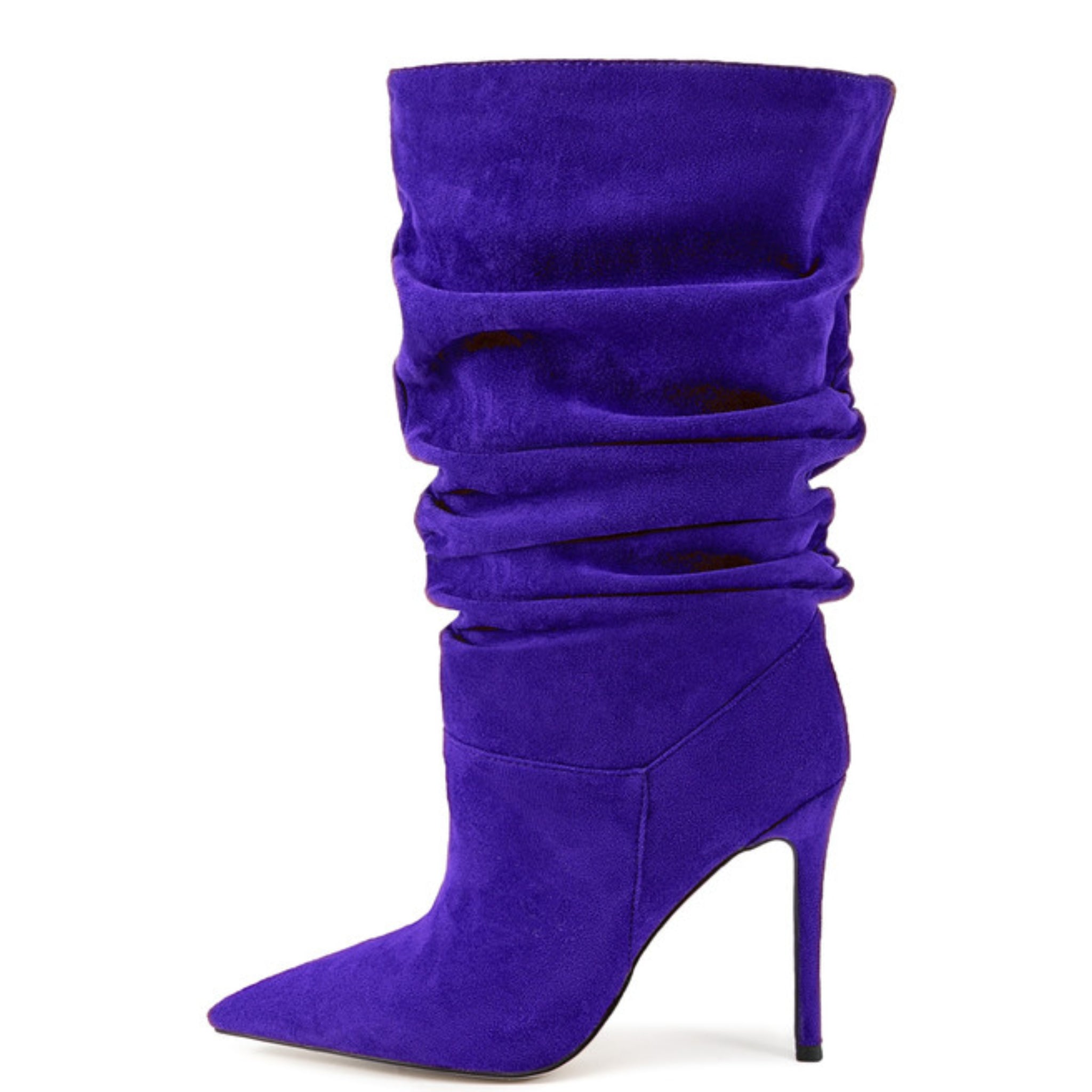 Navy Blue Stilettos Slouchy Women's Mid-Calf Boots