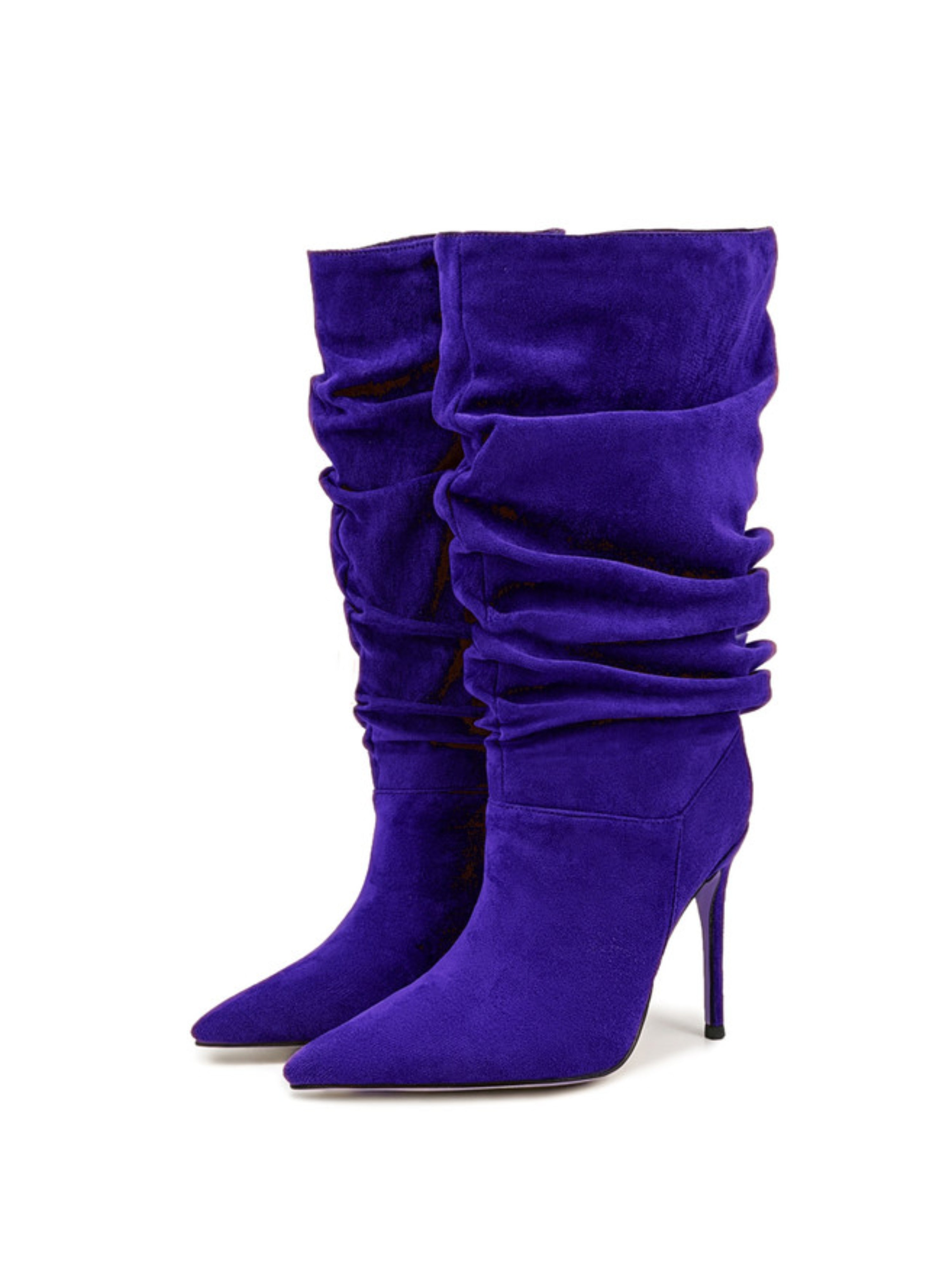 Navy Blue Stilettos Slouchy Women's Mid-Calf Boots