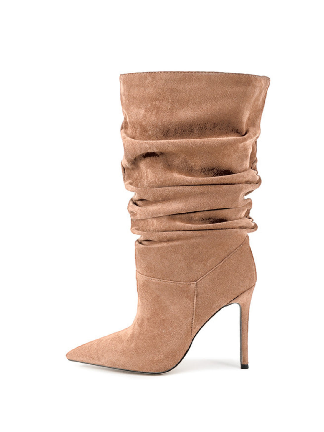 Tan Pointed Toe Mid-Calf Boots for Women