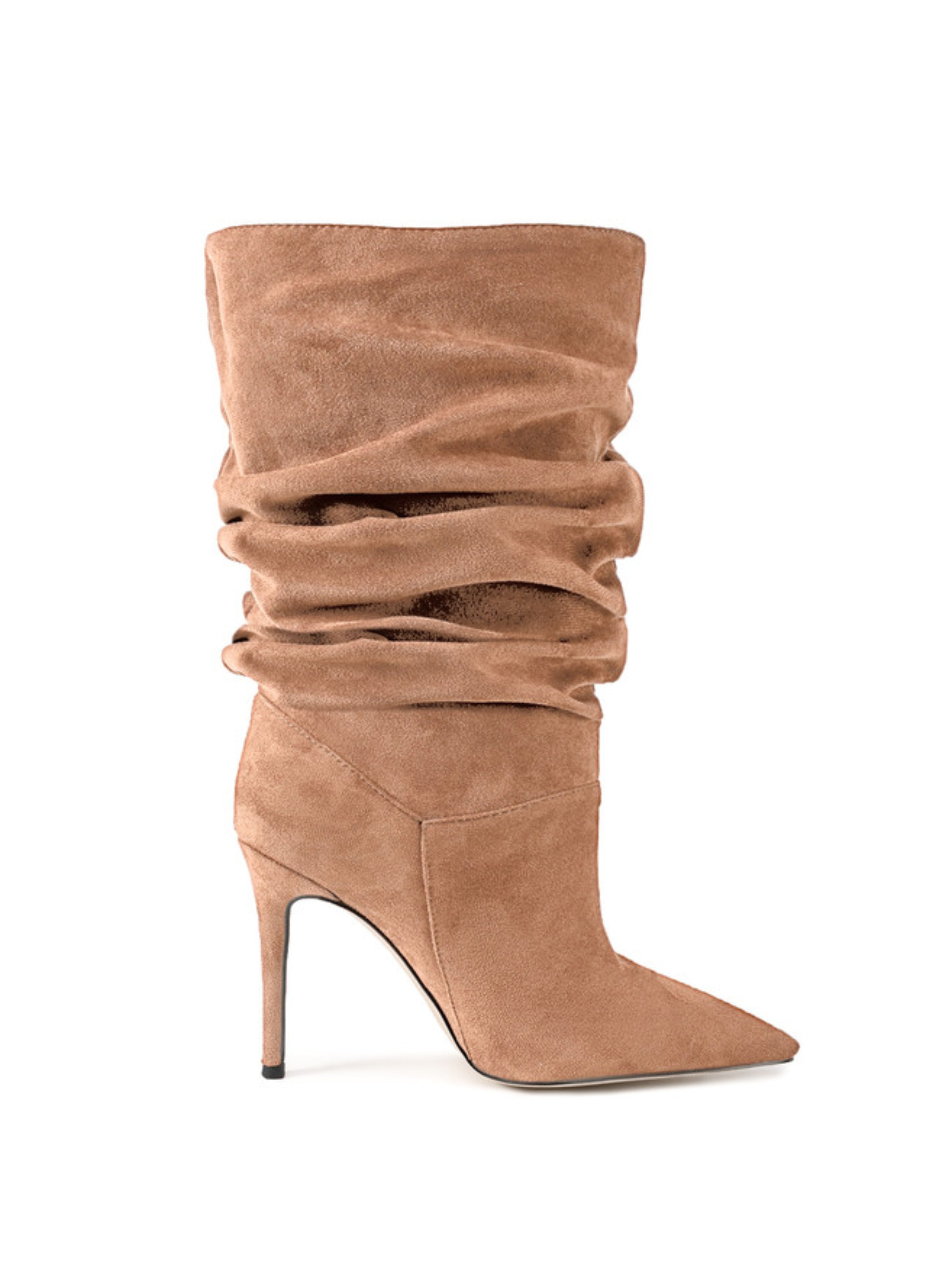 Tan Pointed Toe Mid-Calf Boots for Women