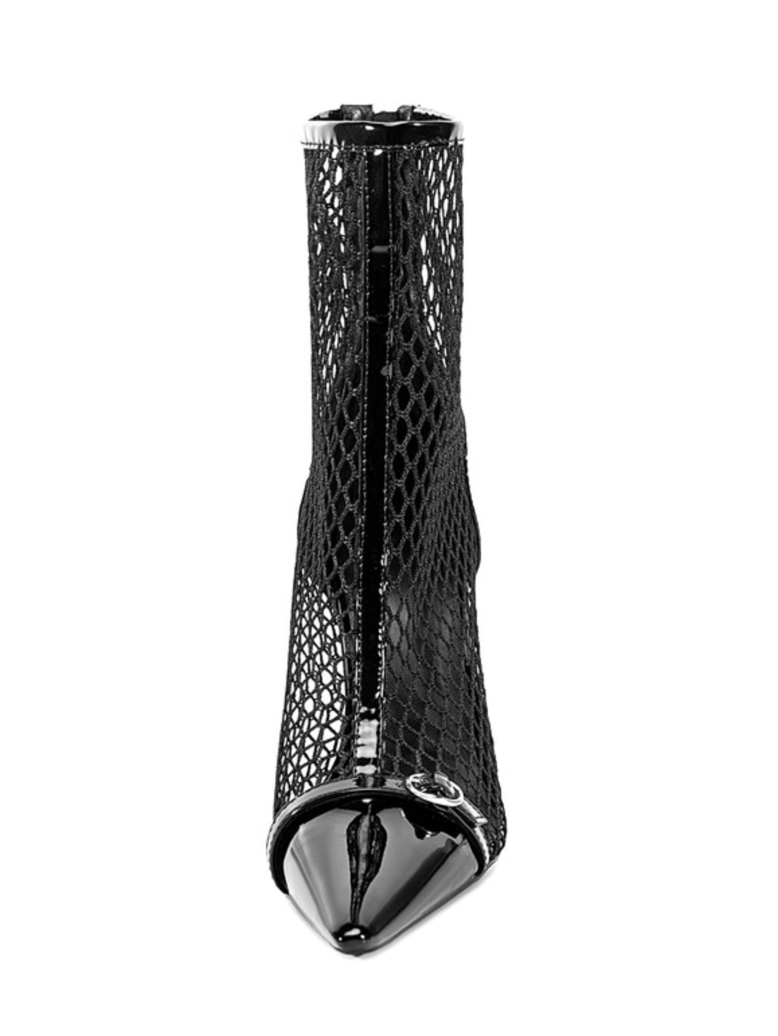 Black Fishnet High-Heel Ankle Boots for Women
